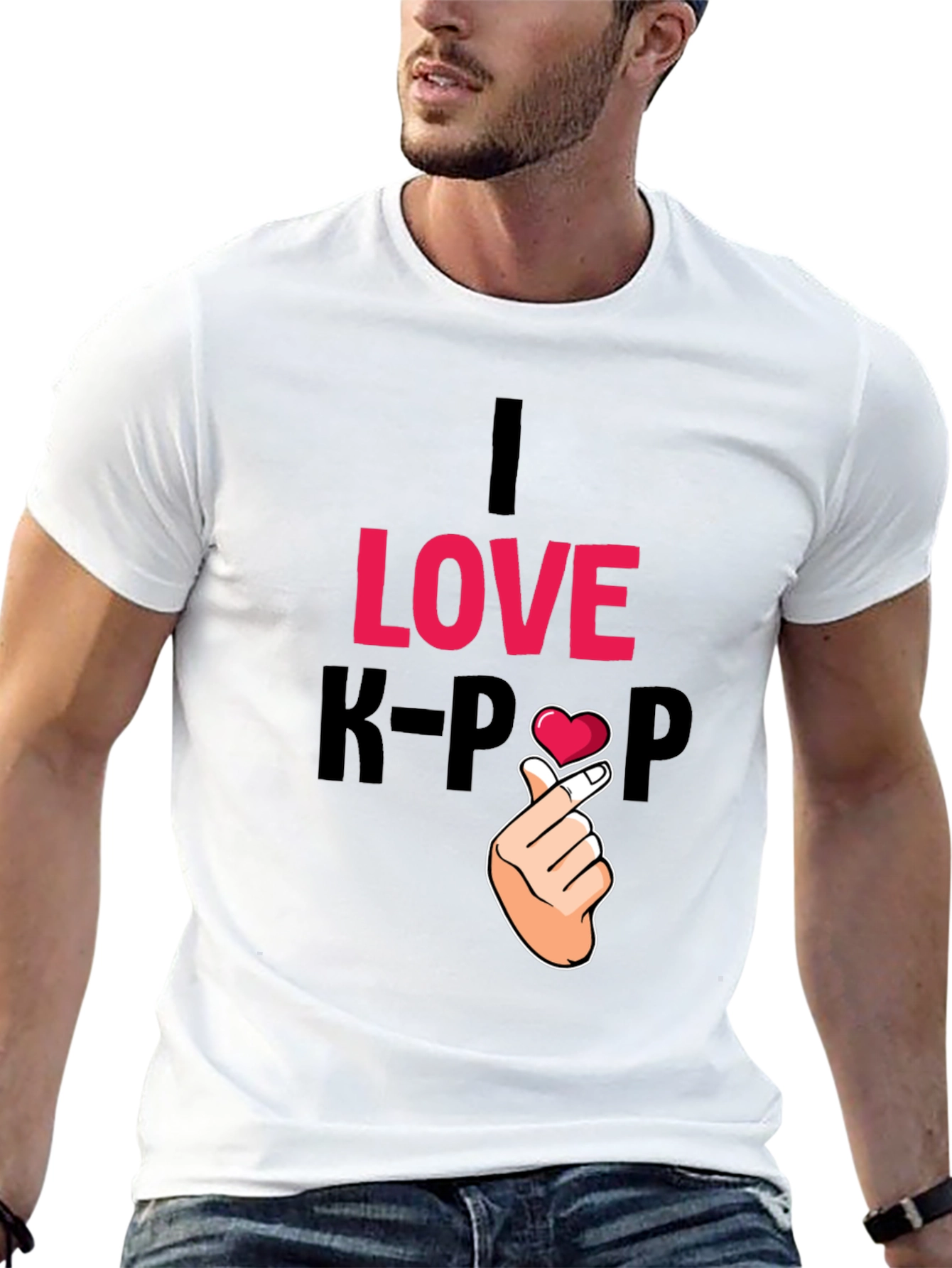 I Love K-Pop Black Graphic Tee Shirt