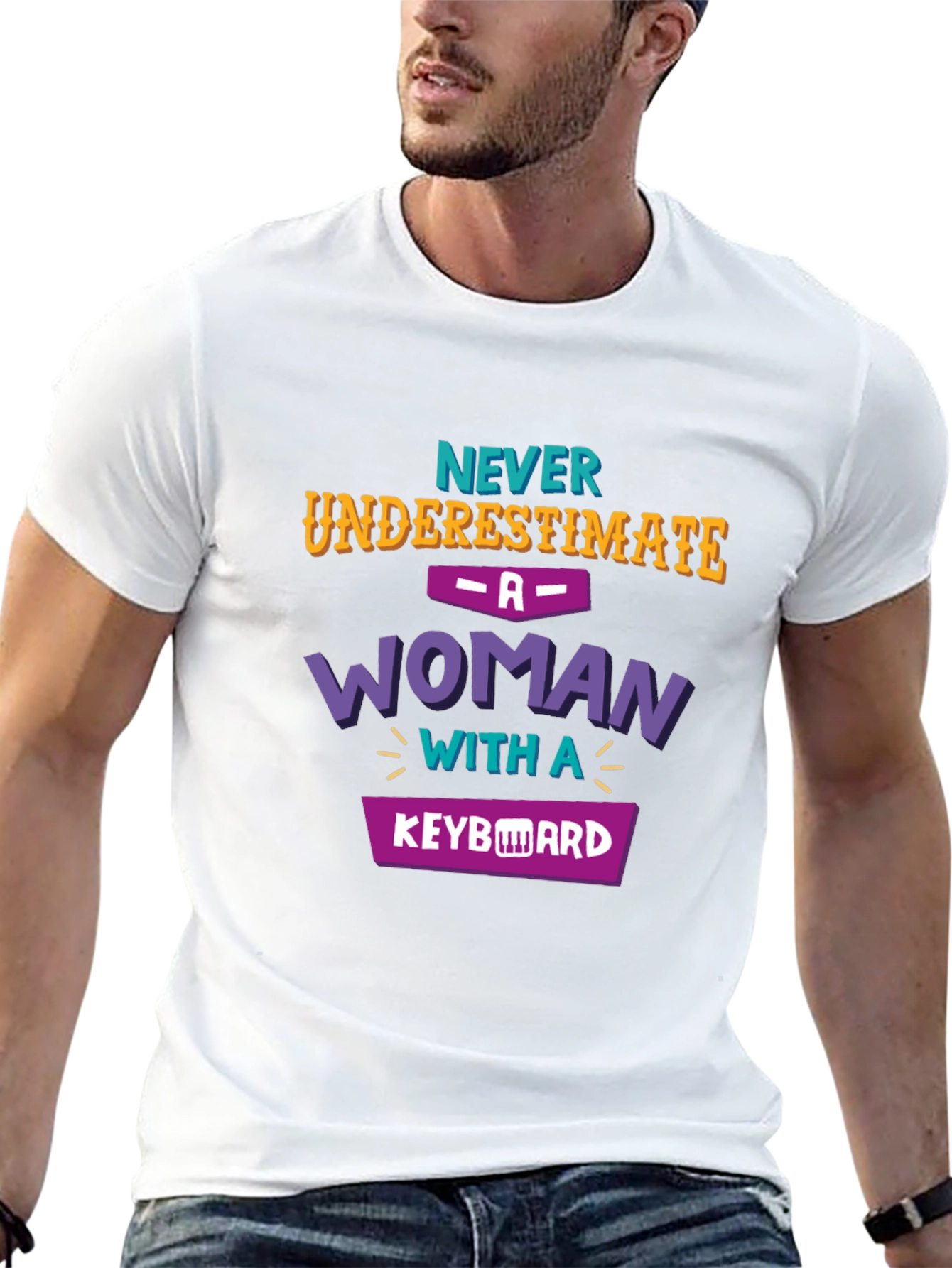 Never Underestimate Woman Keyboard T-Shirt