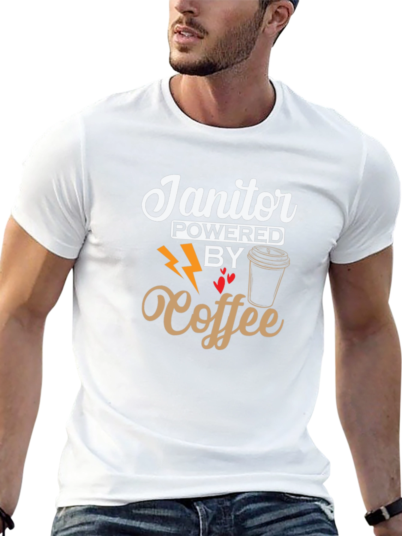 Janitor Powered By Coffee Black T-Shirt