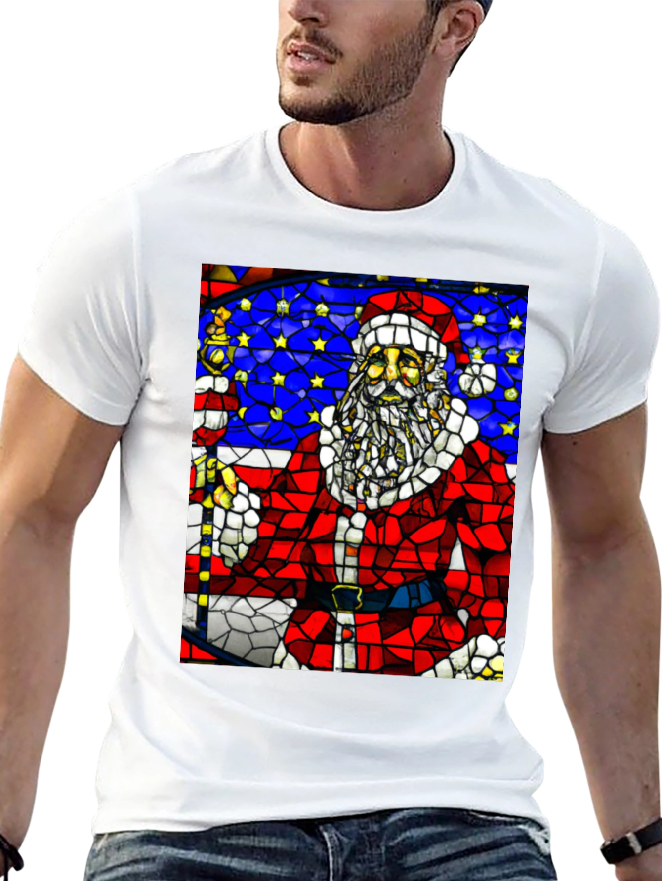 Santa Stained Glass T-Shirt