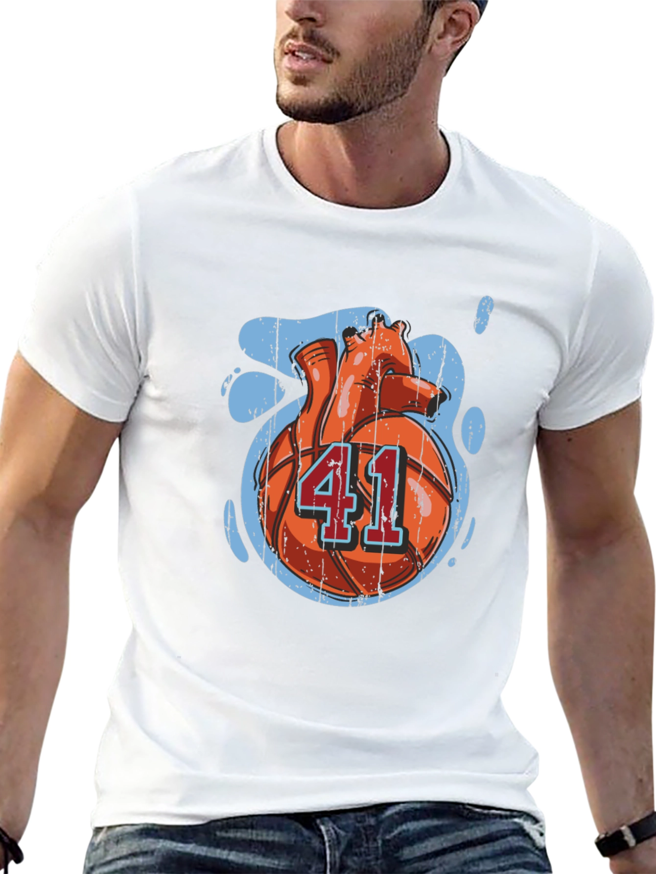 Basketball Heart Number 41 Graphic T-Shirt