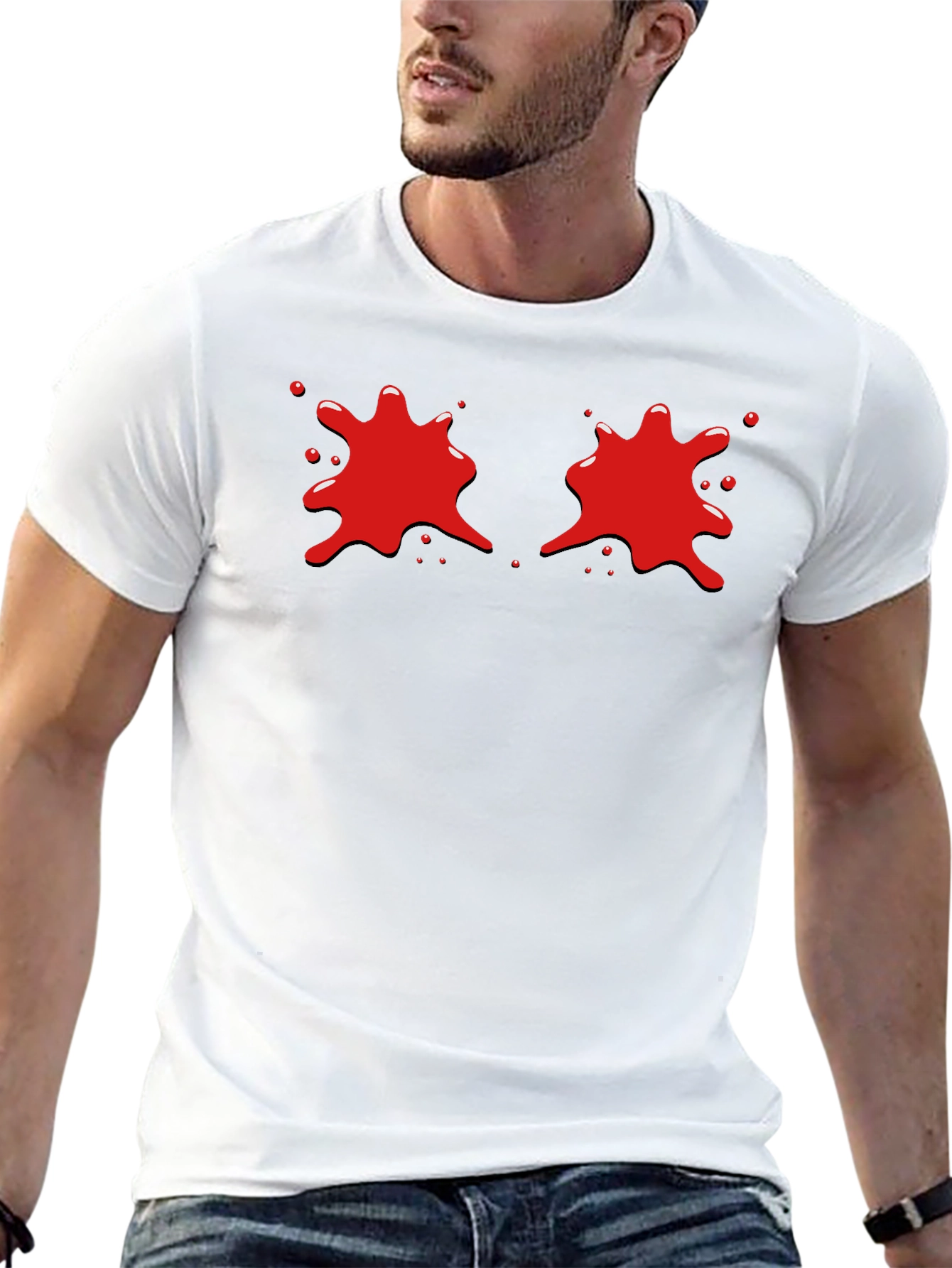 Red Splatter Graphic Black T-Shirt