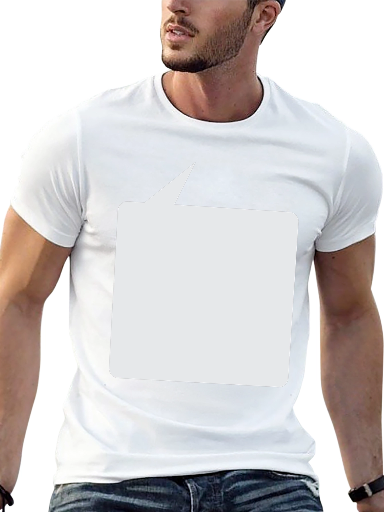 Black T-Shirt with Blank Speech Bubble