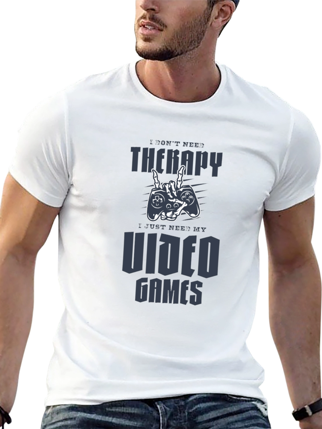 I Dont Need Therapy Video Games Black T-Shirt