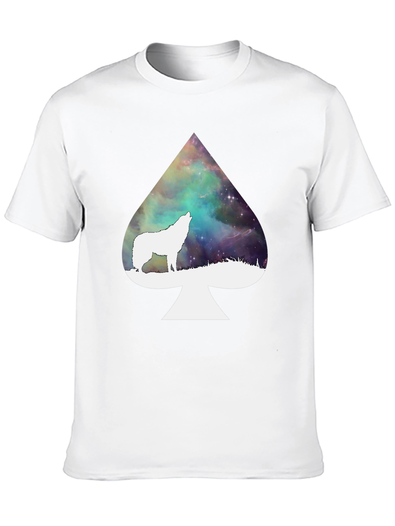 Wolf Howl Spade Galaxy Black T-Shirt