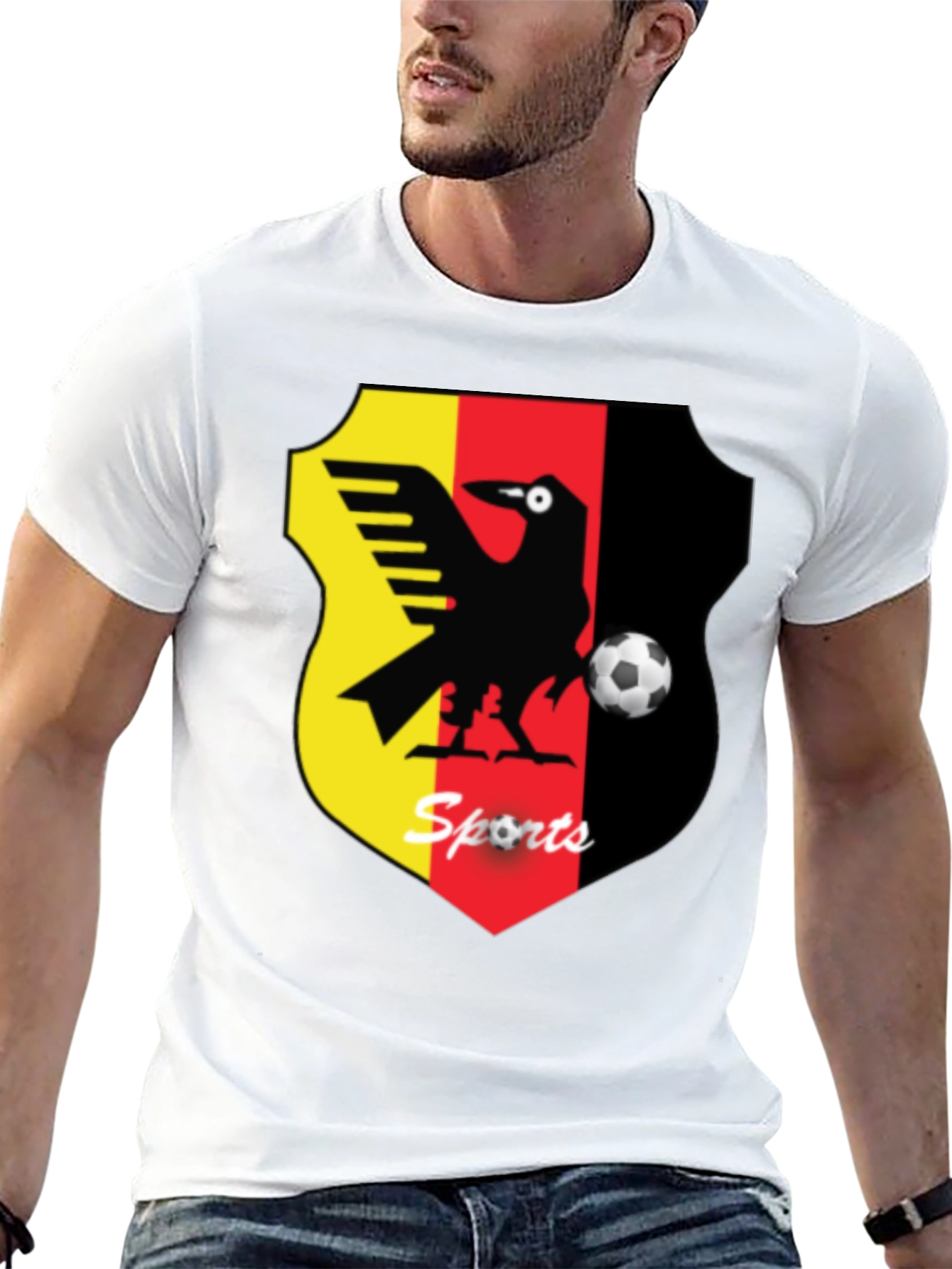 Mens Black T-Shirt with Sports Emblem
