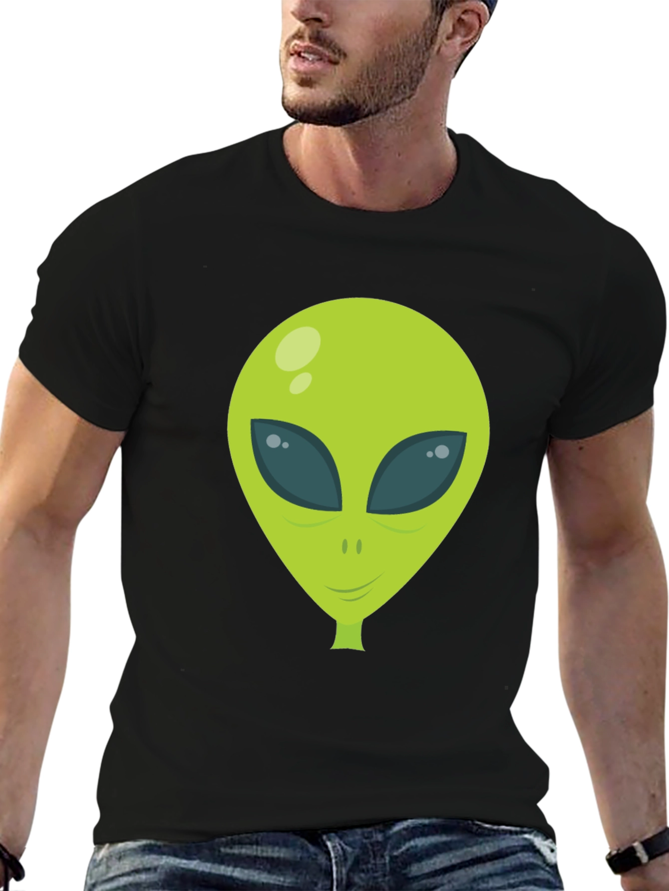 Alien Head Graphic Print T-Shirt