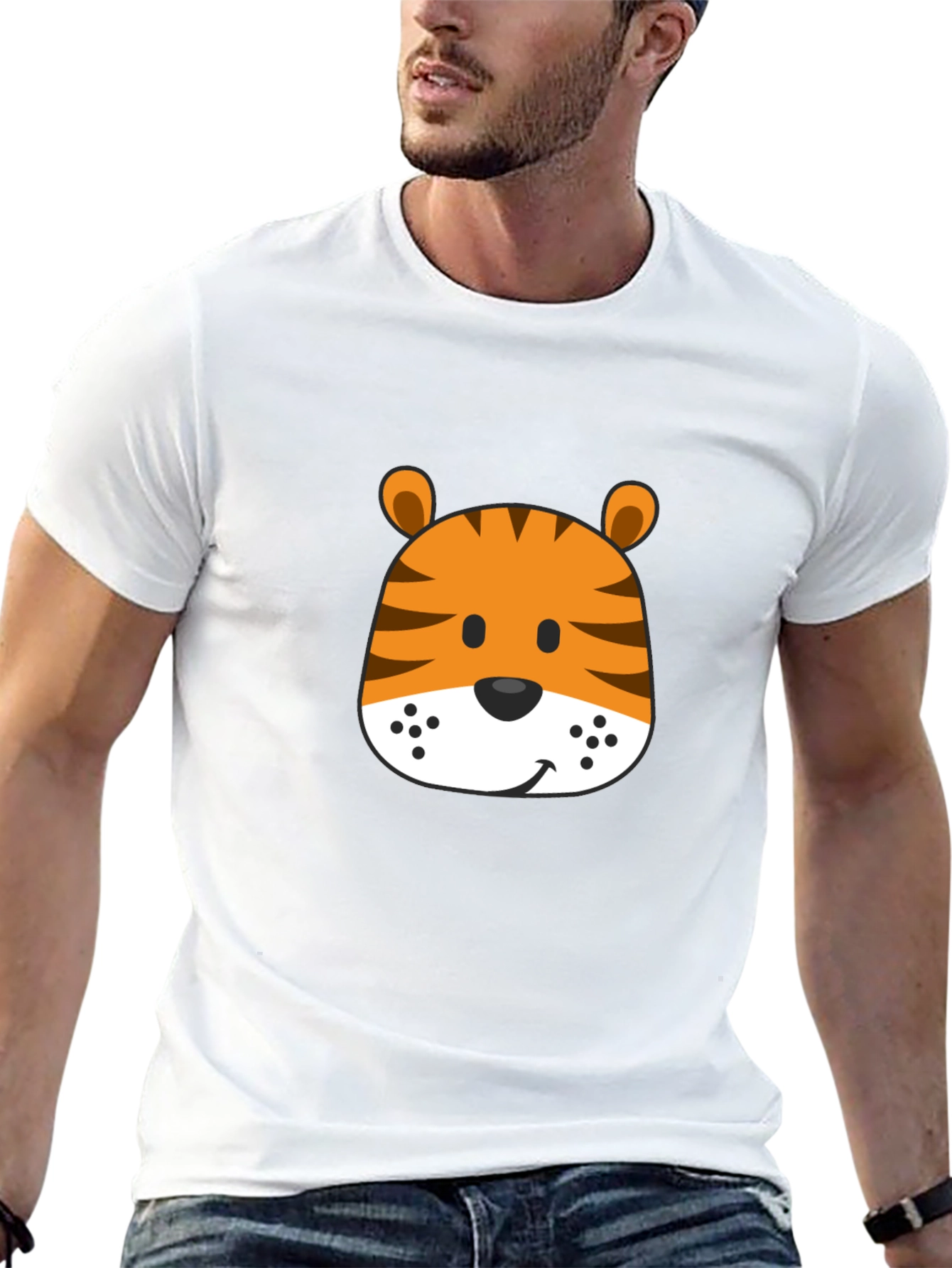 Fun Tiger Graphic Tee - Soft Black Cotton Shirt