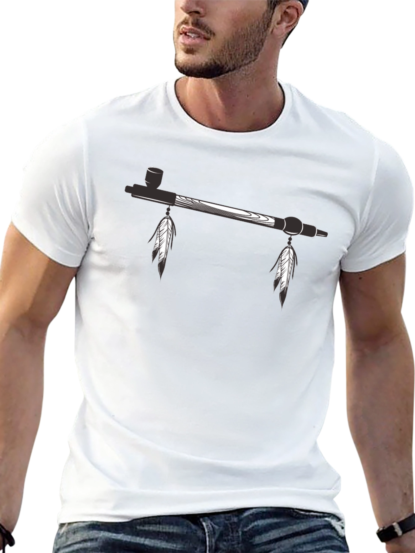Native American Peace Pipe T-Shirt - Black