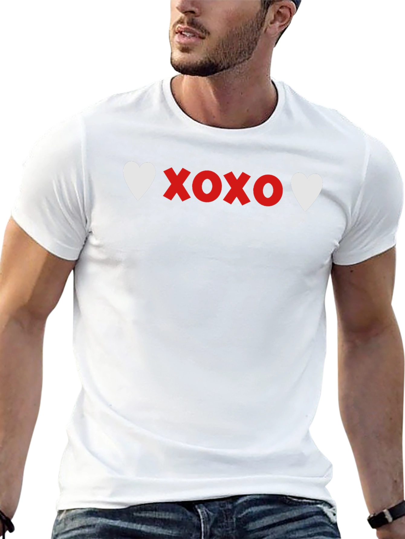 Heart XOXO Graphic Tee - Soft Black Casual T-Shirt