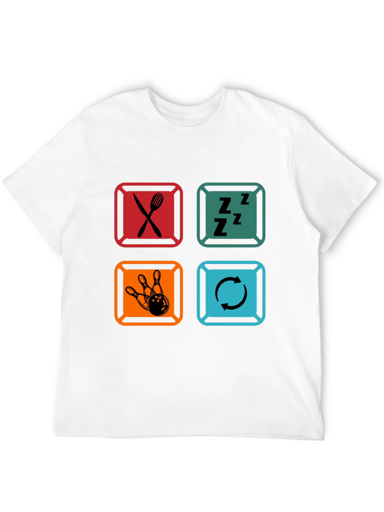 Eat Sleep Bowl Repeat Black Graphic T-Shirt