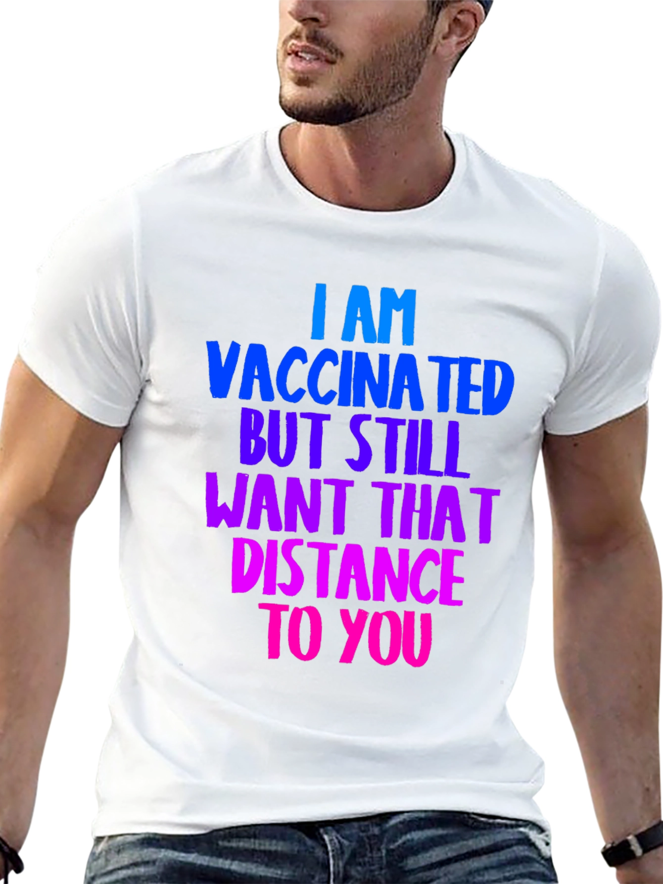 Vaccinated Distance Tee: Comfortable Cotton Bold Statement