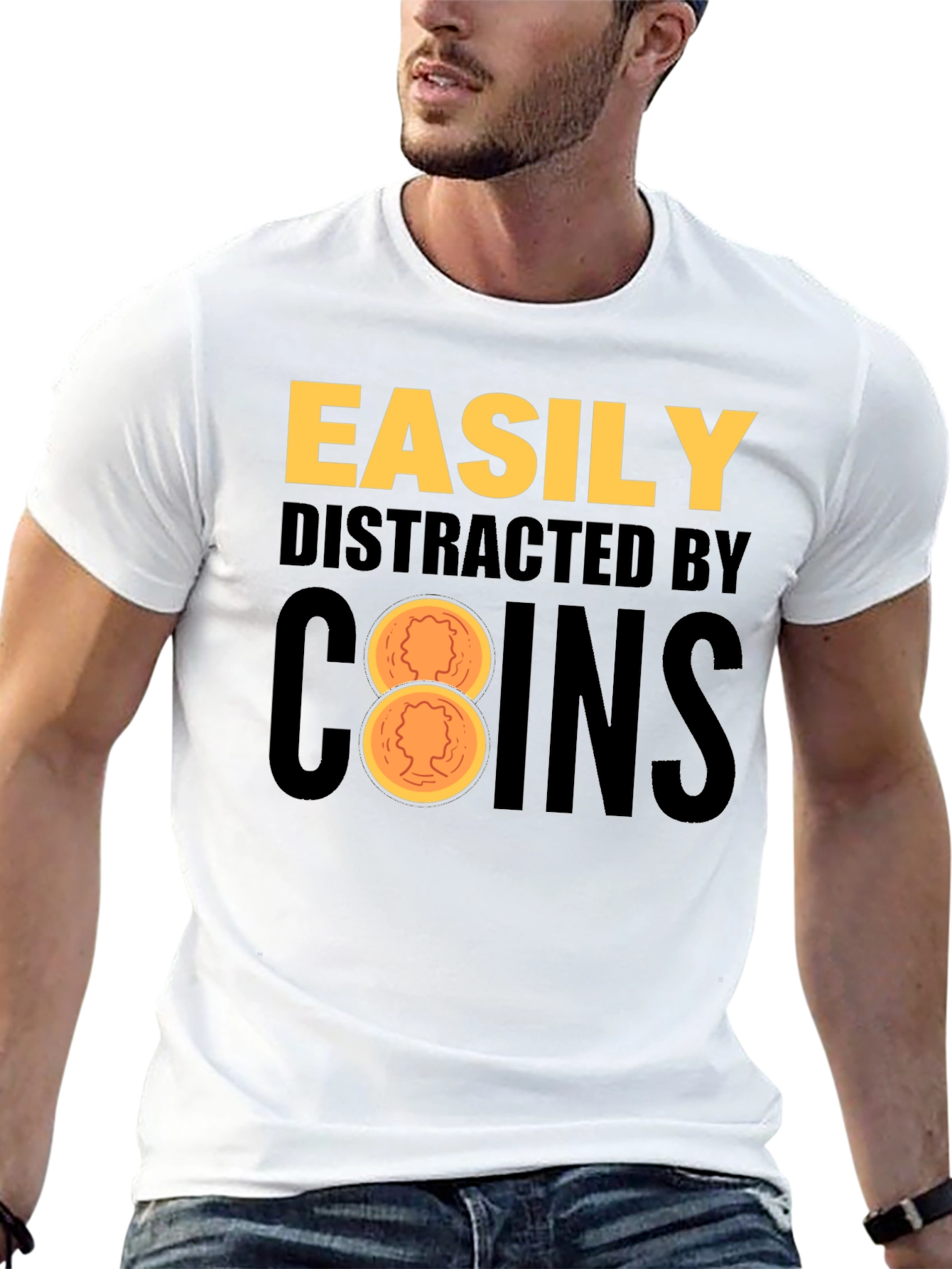 Easily Distracted By Coins Black T-Shirt