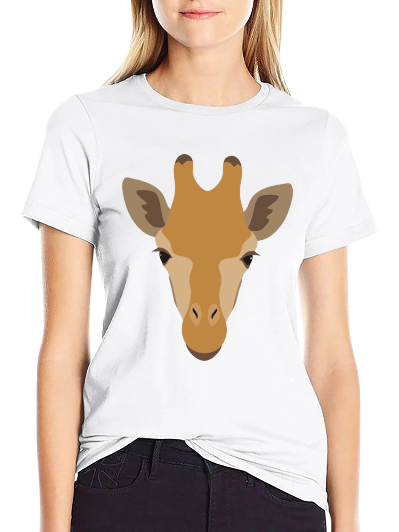 Cool Giraffe Head Graphic Black T-Shirt