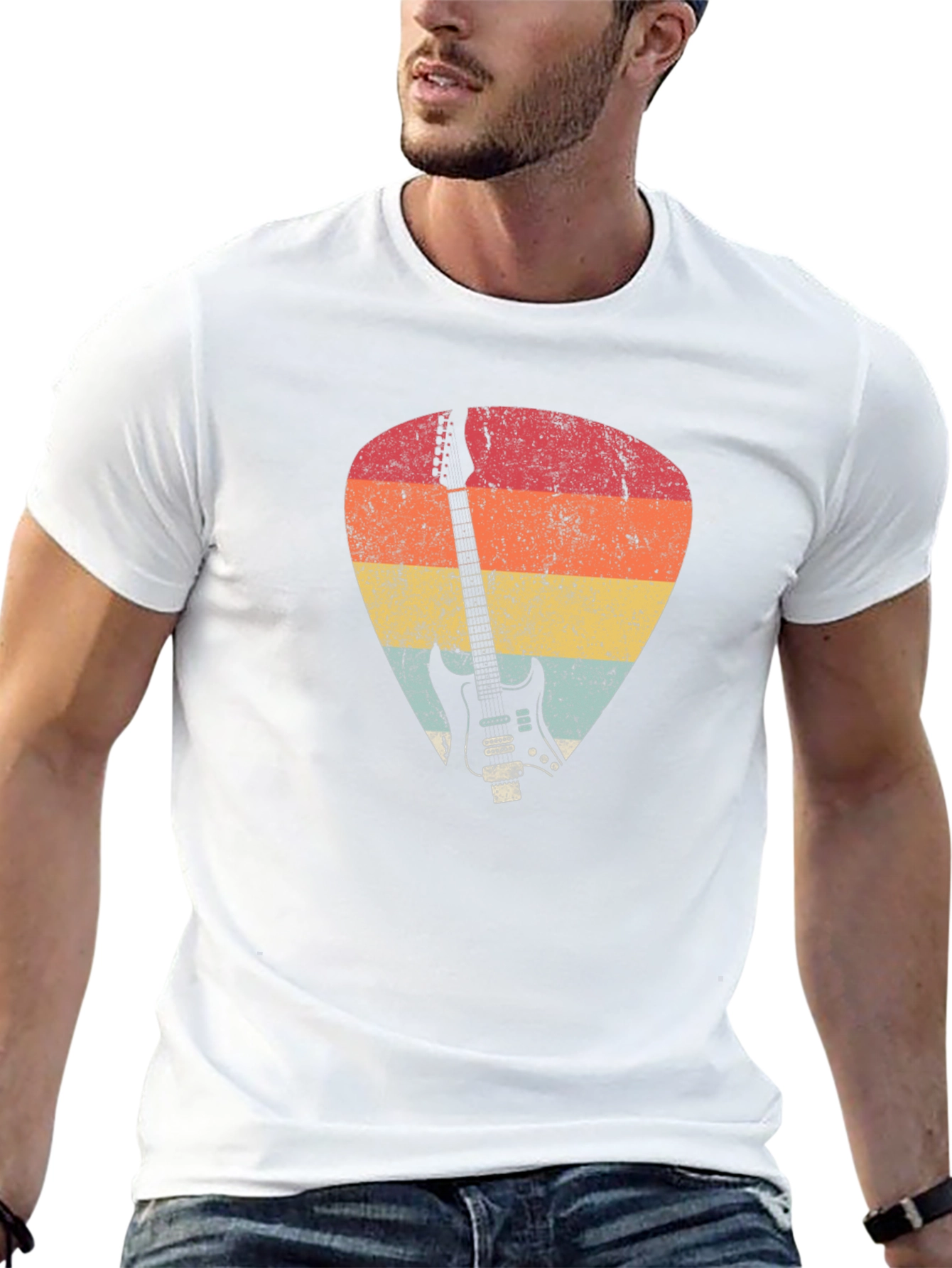 Retro Guitar Pick Graphic Tee - Black
