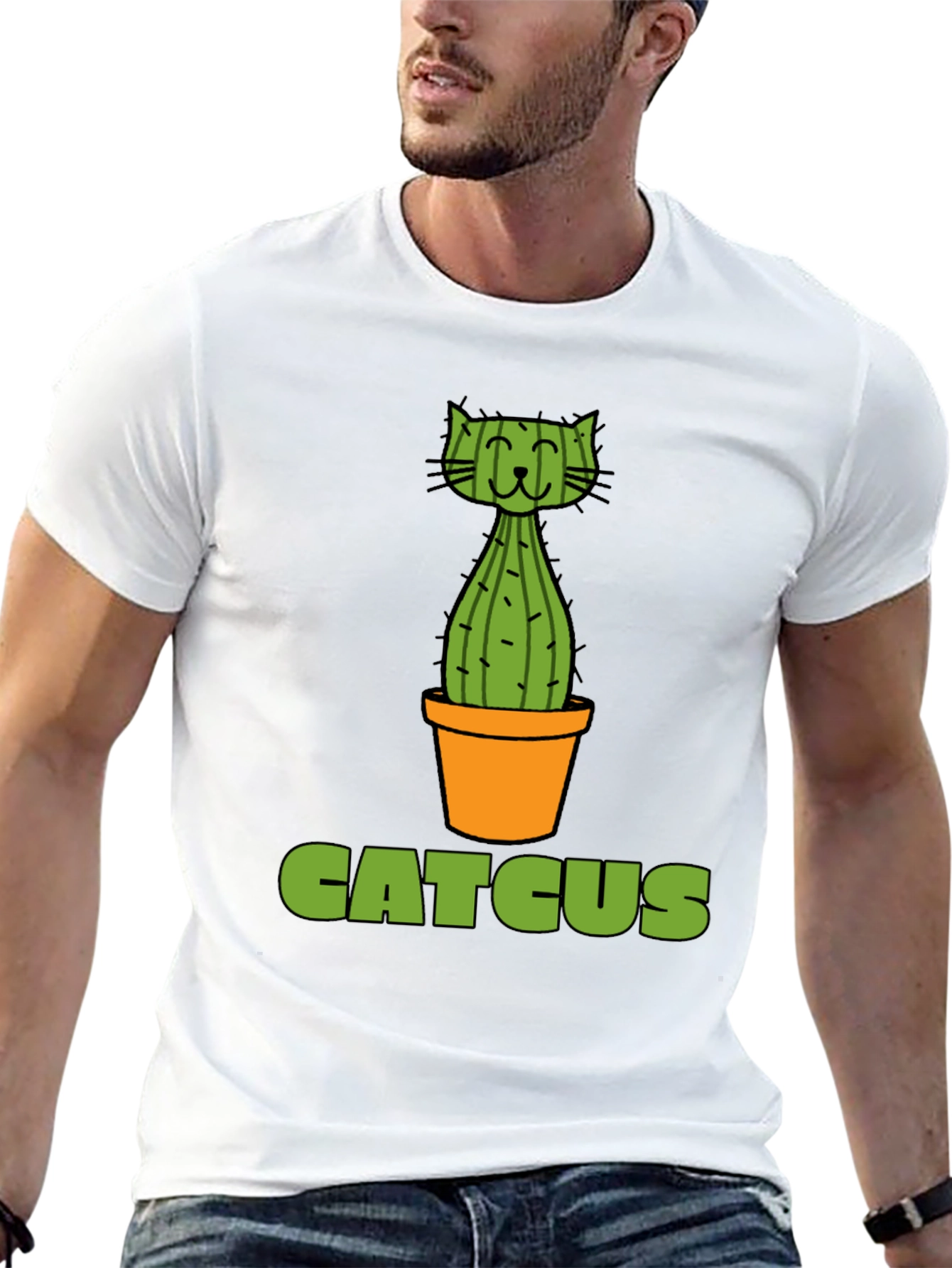 Catcus Graphic T-Shirt - Funny Cat Cactus Pun Tee