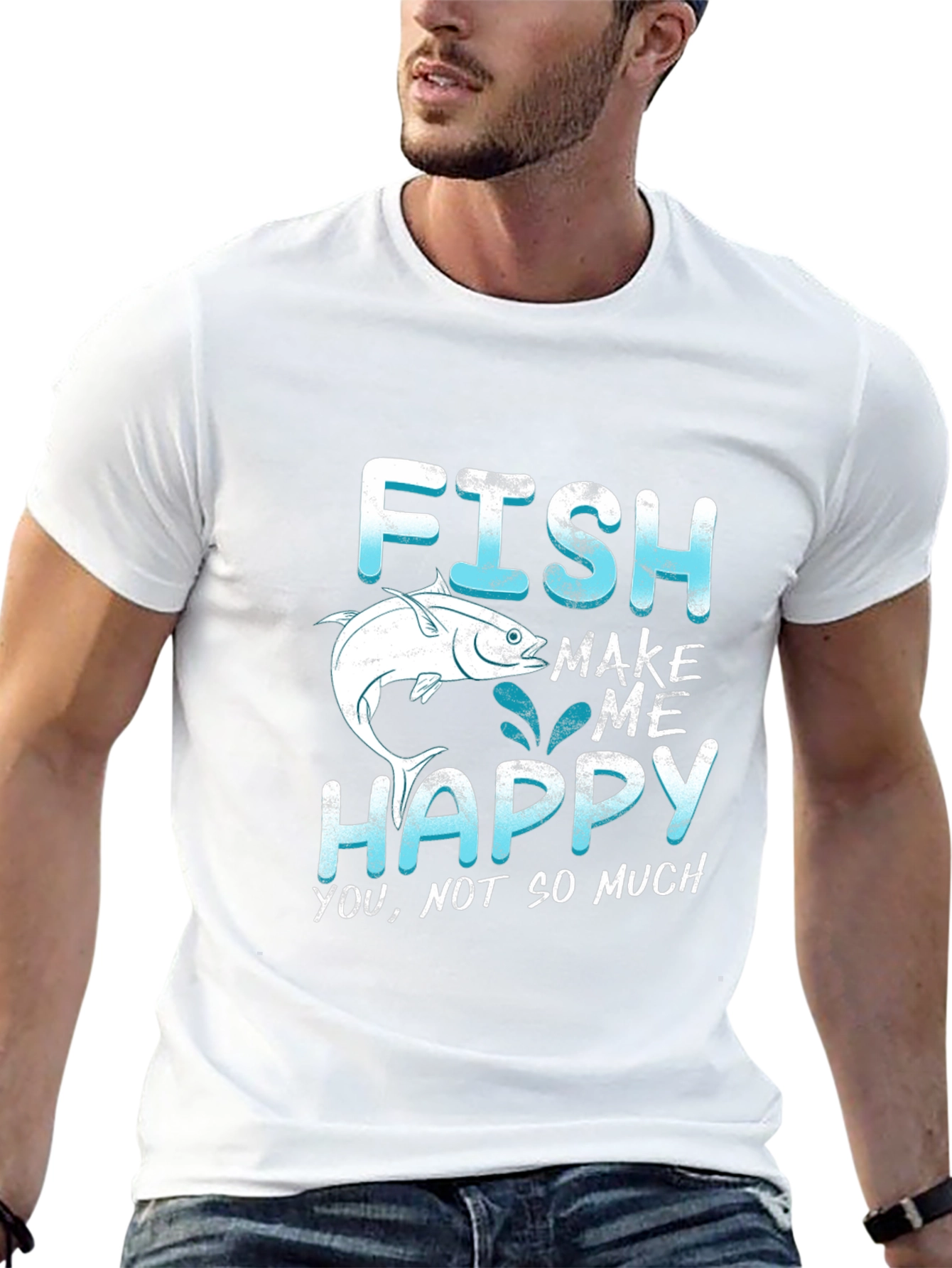 Funny Fishing T-Shirt - Fish Make Me Happy Tee