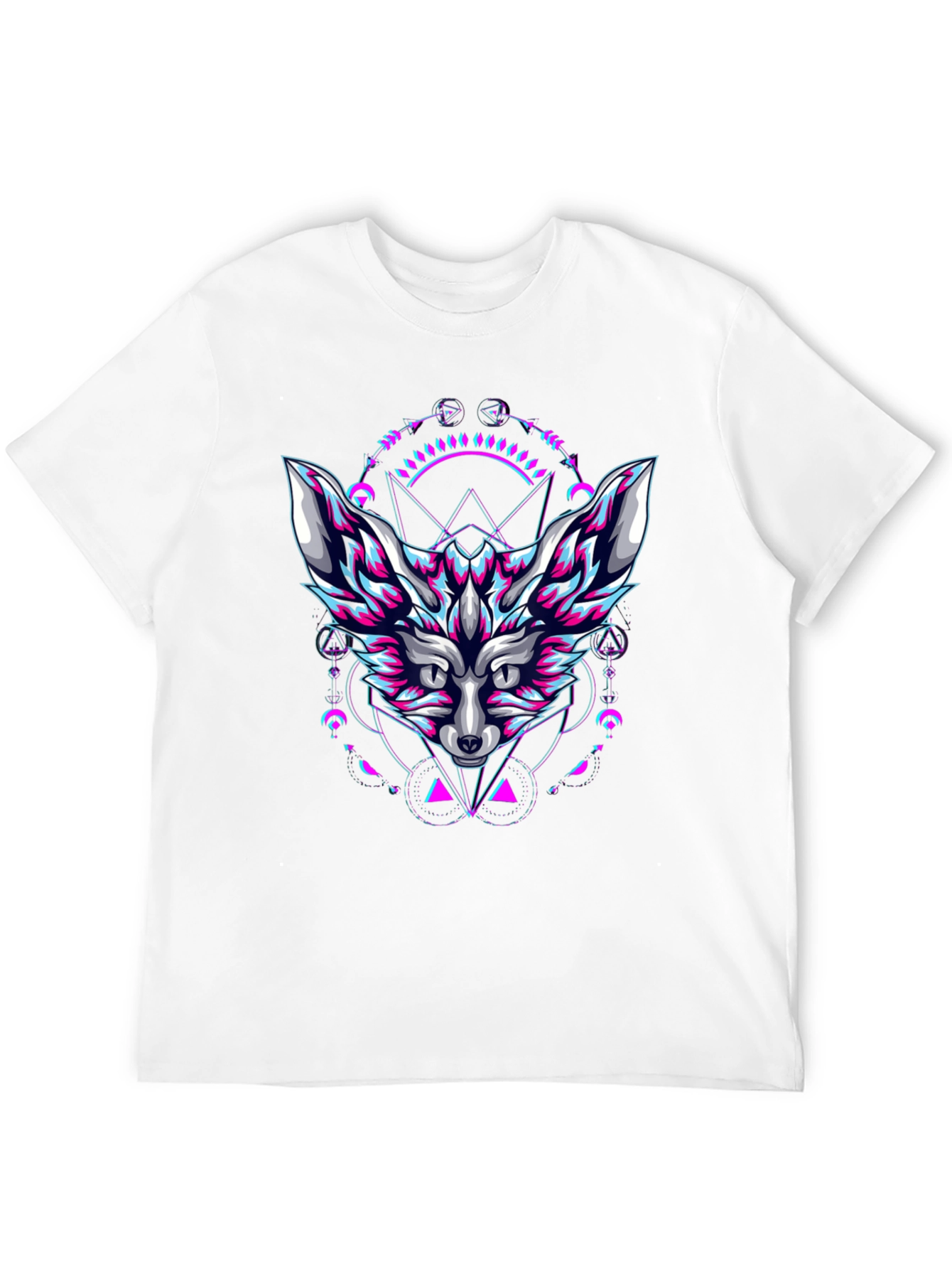 Geometric Fox Graphic Print Black T-Shirt