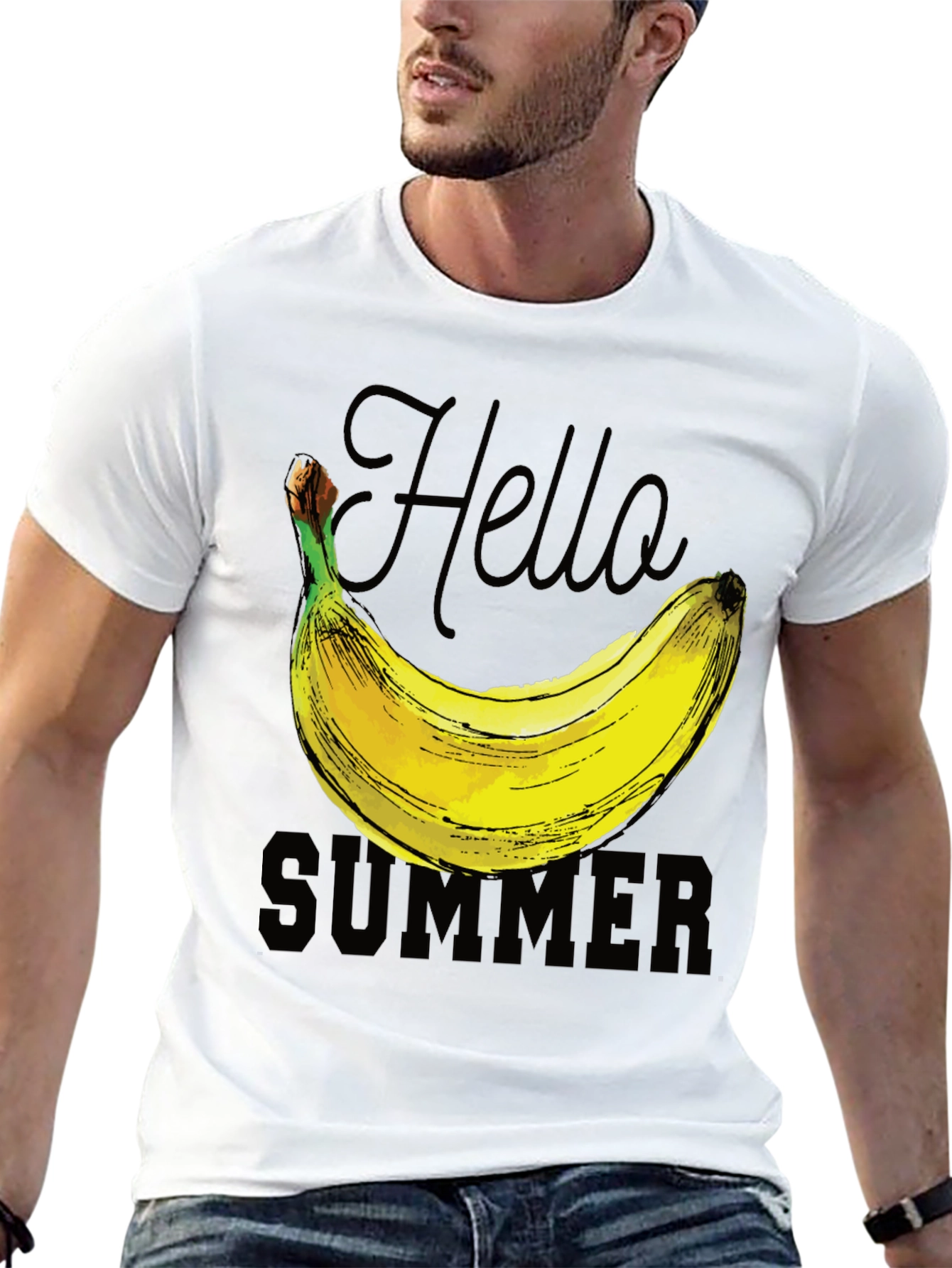 Hello Summer Banana Graphic T-Shirt