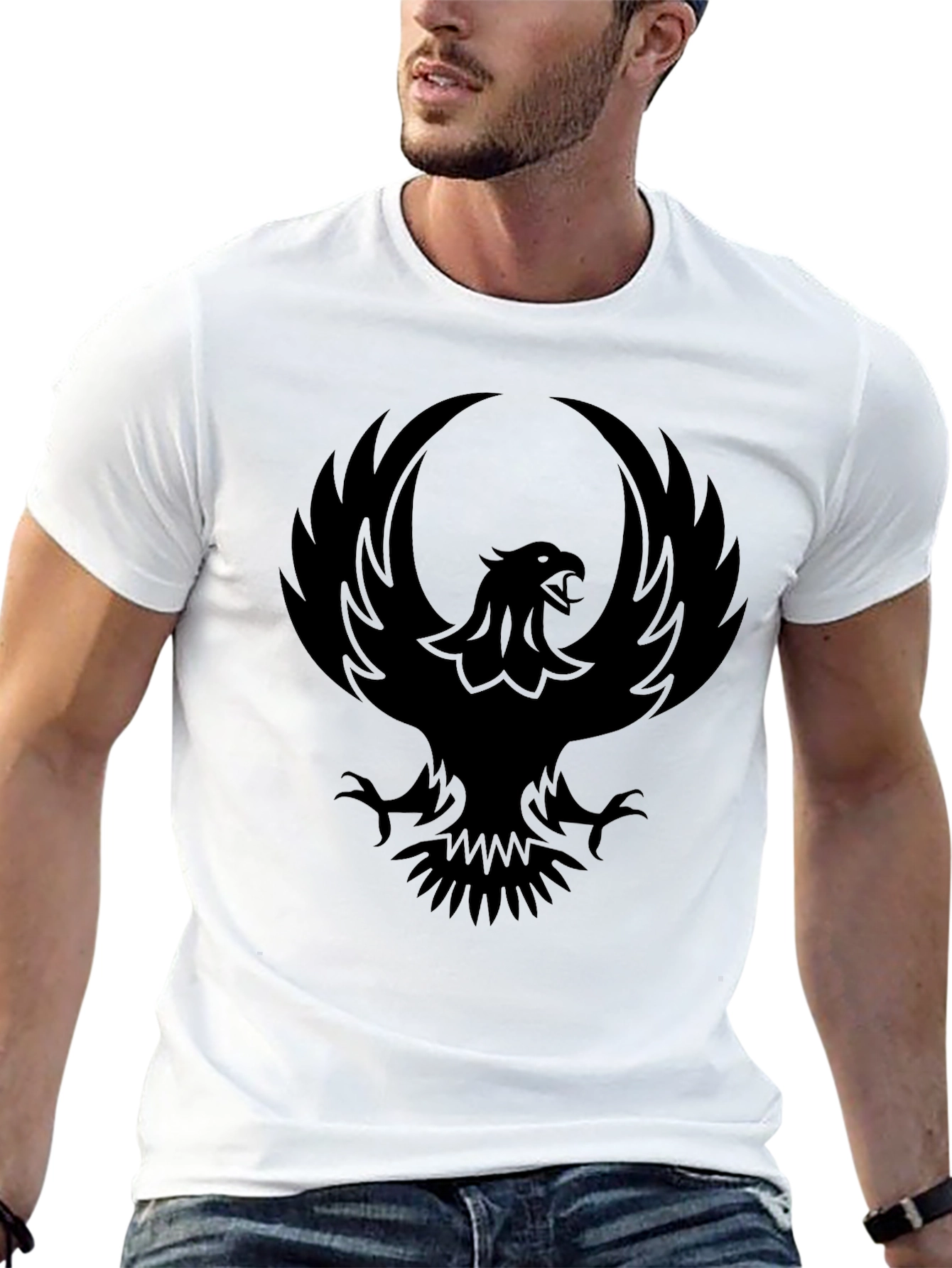 Phoenix Graphic Print T-Shirt - Bold Black Tee