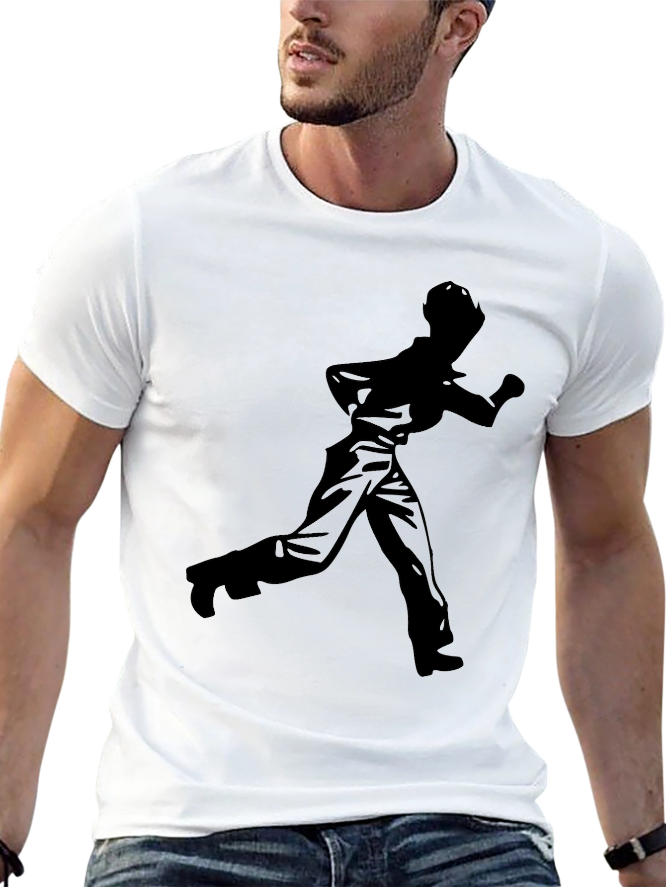 Retro Silhouette Graphic Tee - Stylish Black T-Shirt