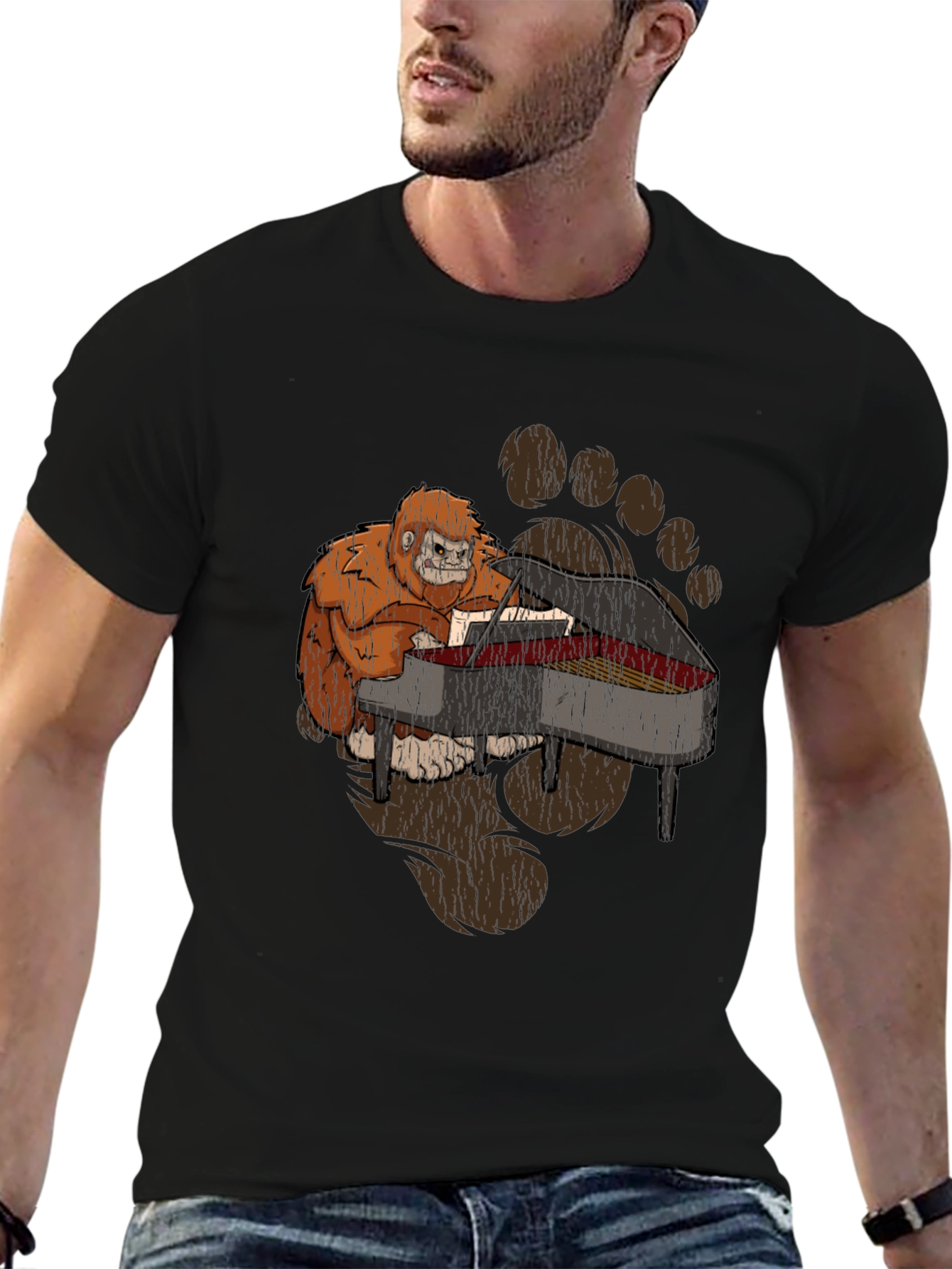 Sasquatch Piano Player Graphic Tee