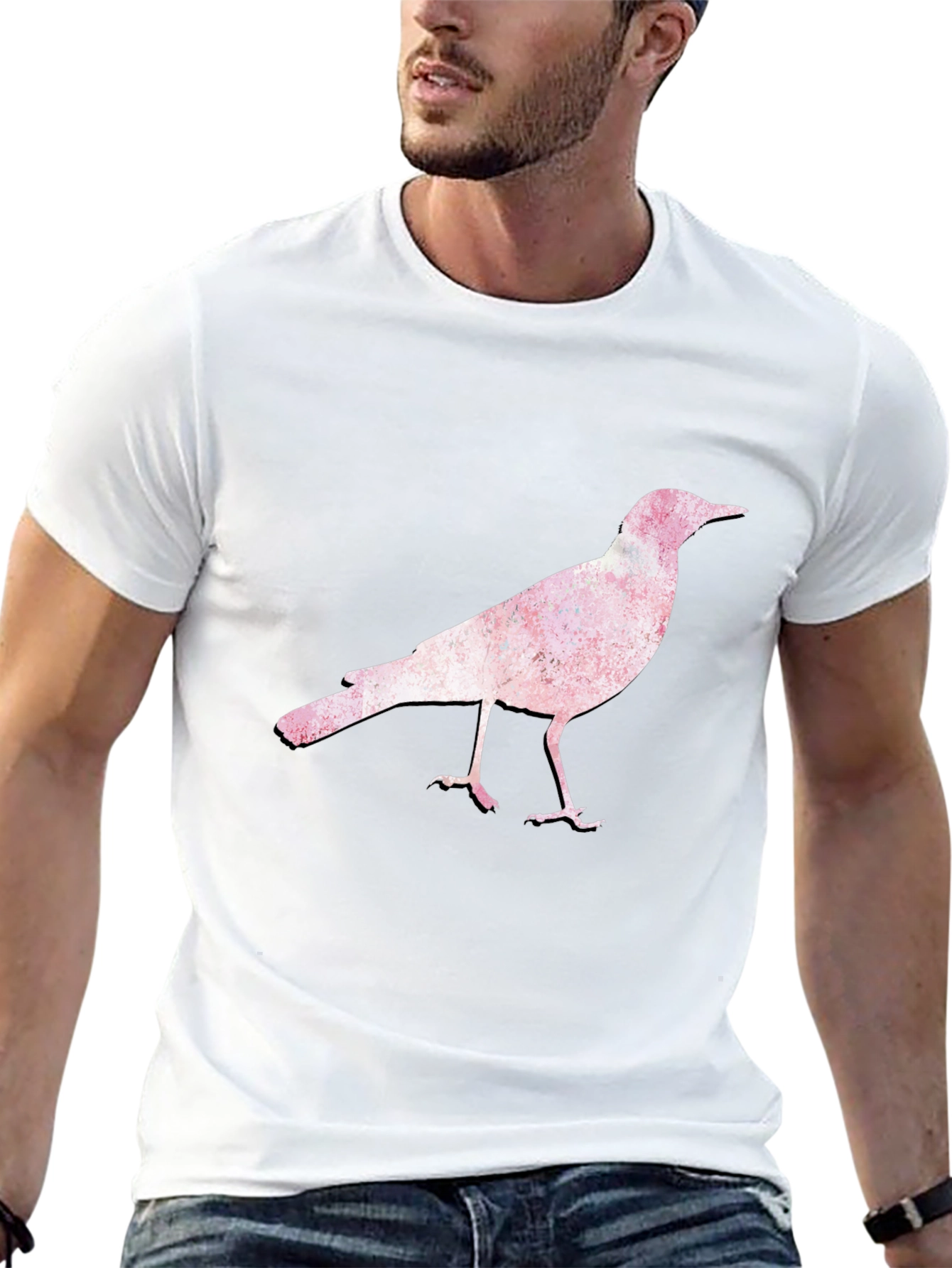 Bird Print Black T-Shirt