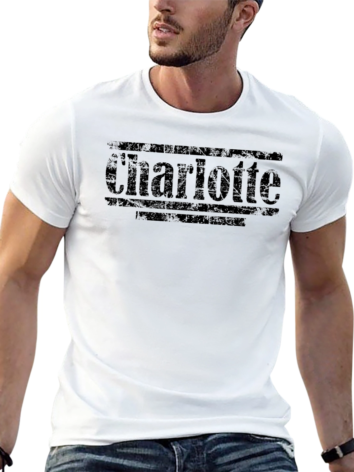 Charlotte Graphic Tee - Distressed Print Black T-Shirt