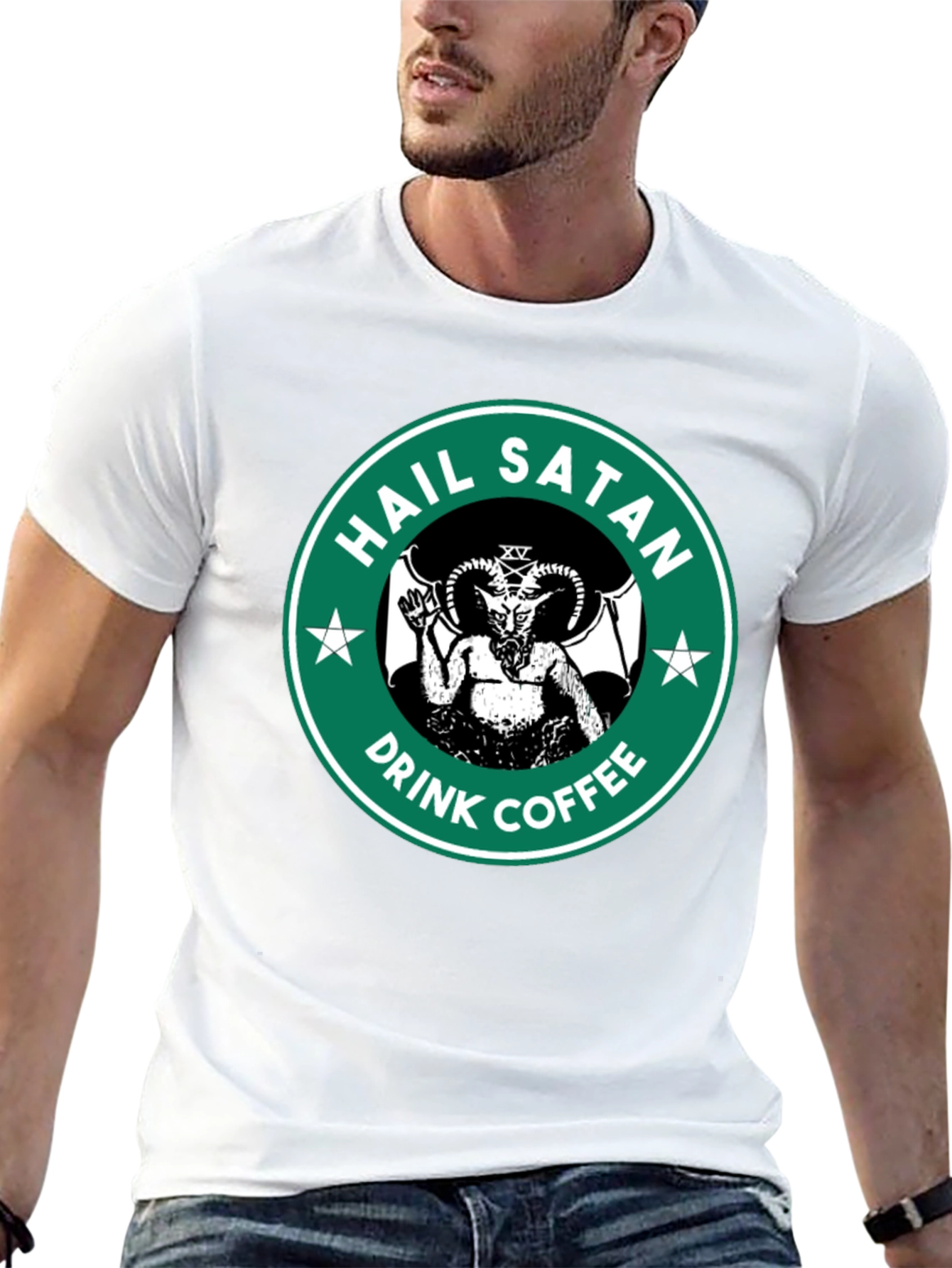 Hail Satan Drink Coffee Graphic T-Shirt