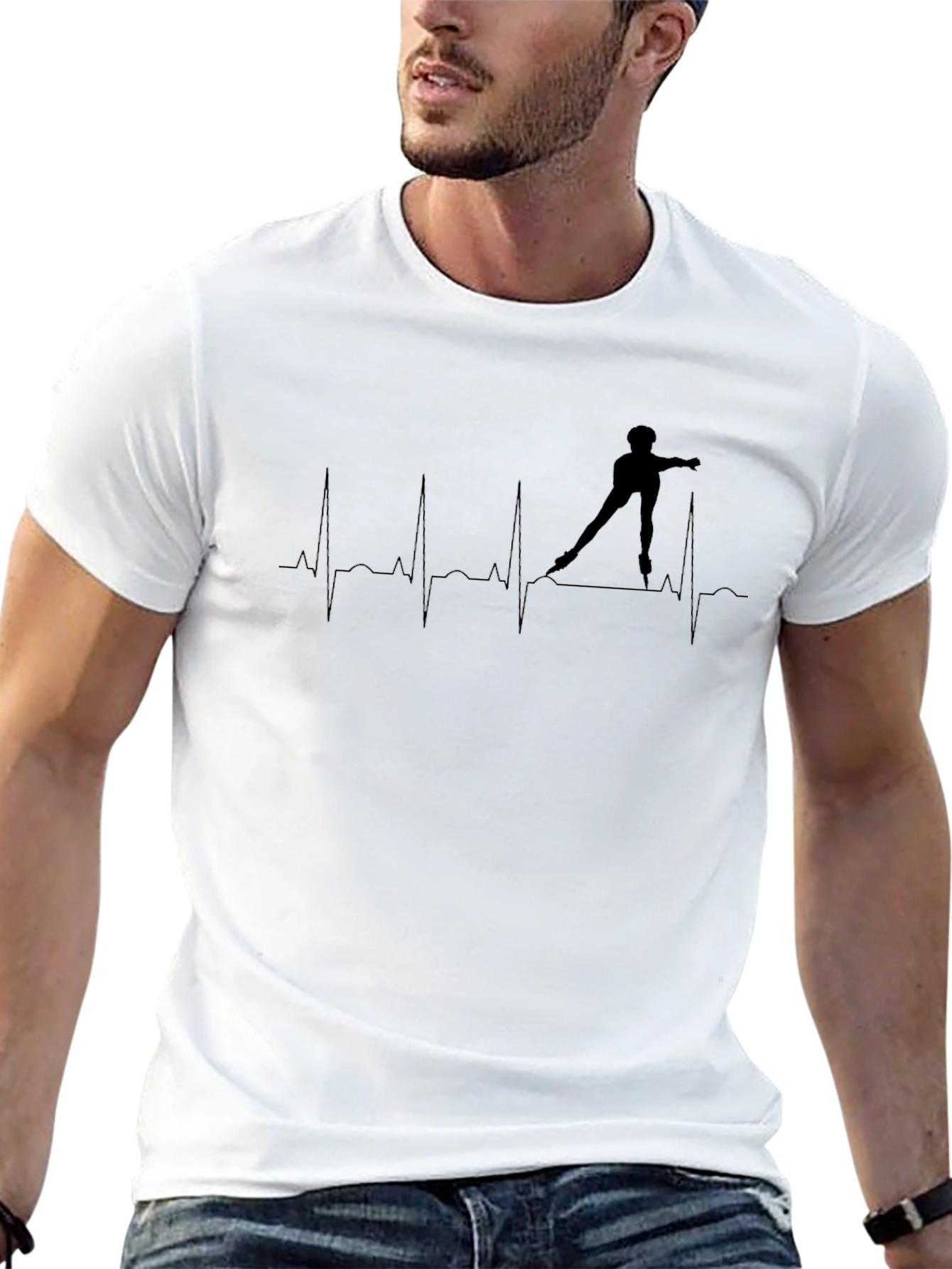 Skater Heartbeat Graphic Tee - Black