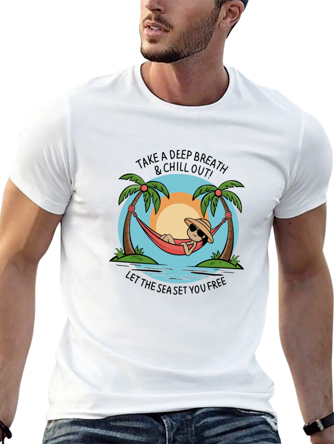 Chill Out Black T-Shirt - Deep Breath & Sea