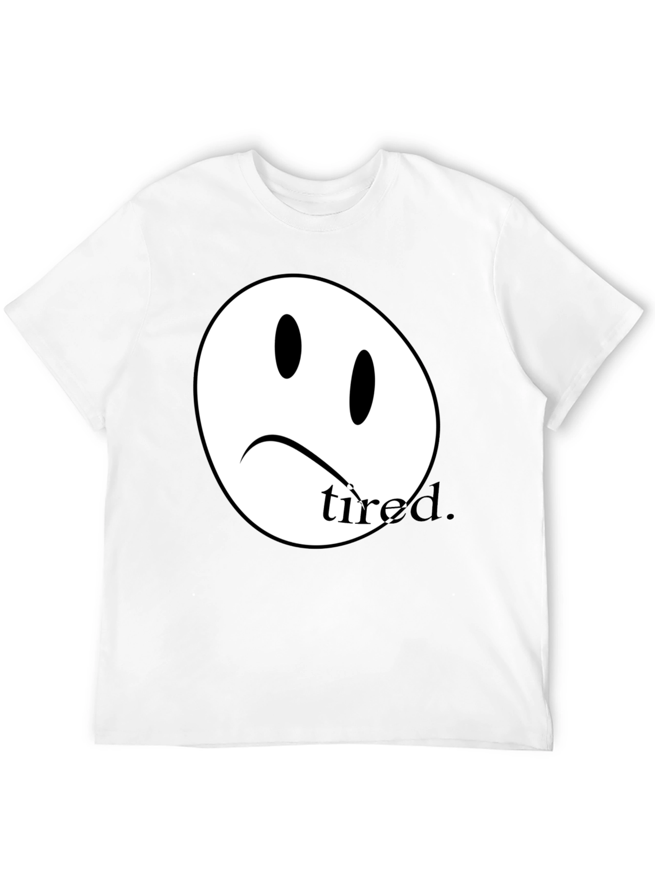 Sad Face Tired T-Shirt - Unisex Cotton Tee