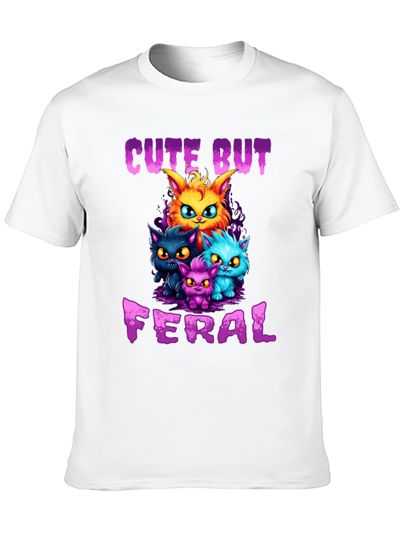 Cute But Feral Cartoon Cat T-Shirt
