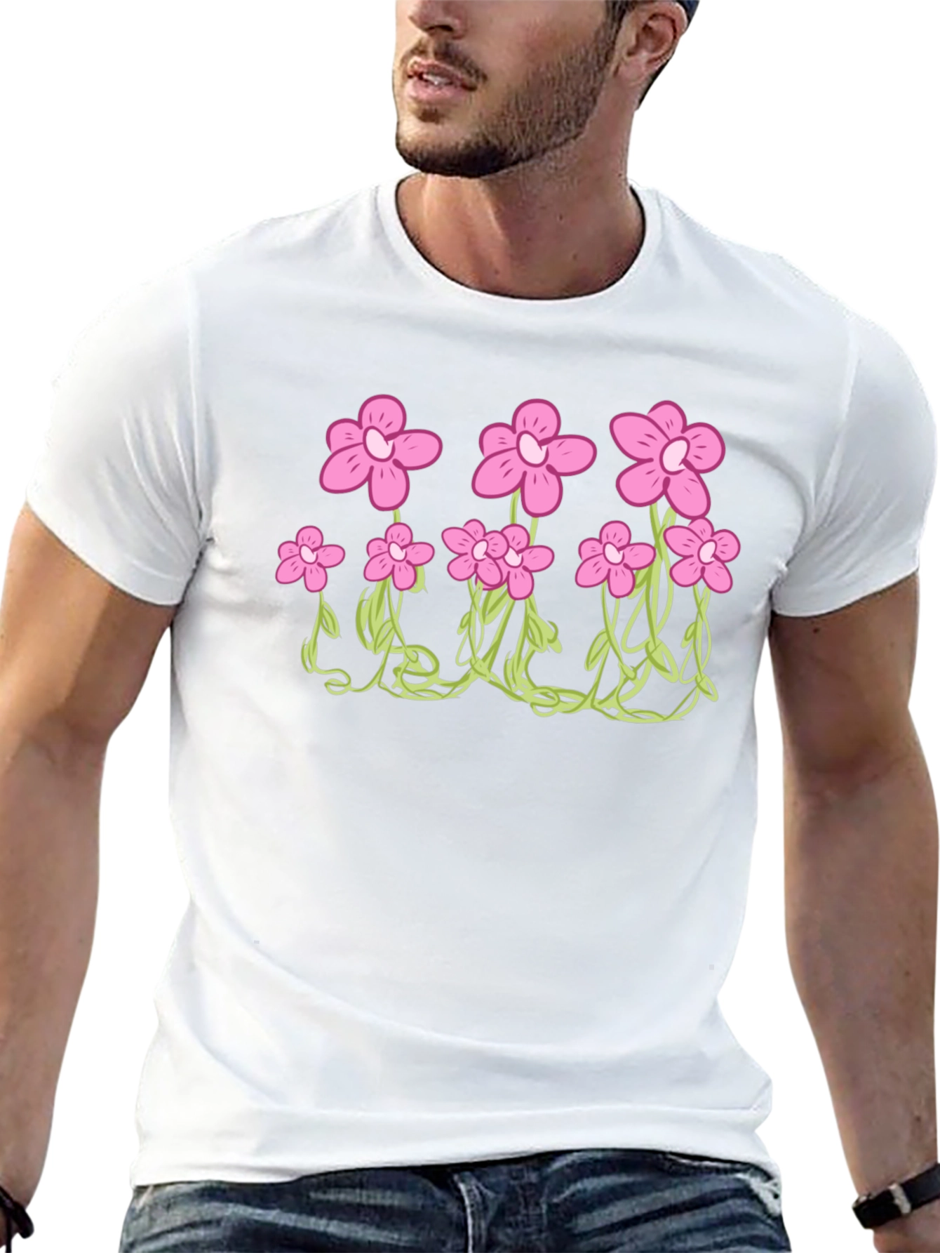 Floral Graphic Print Black T-Shirt