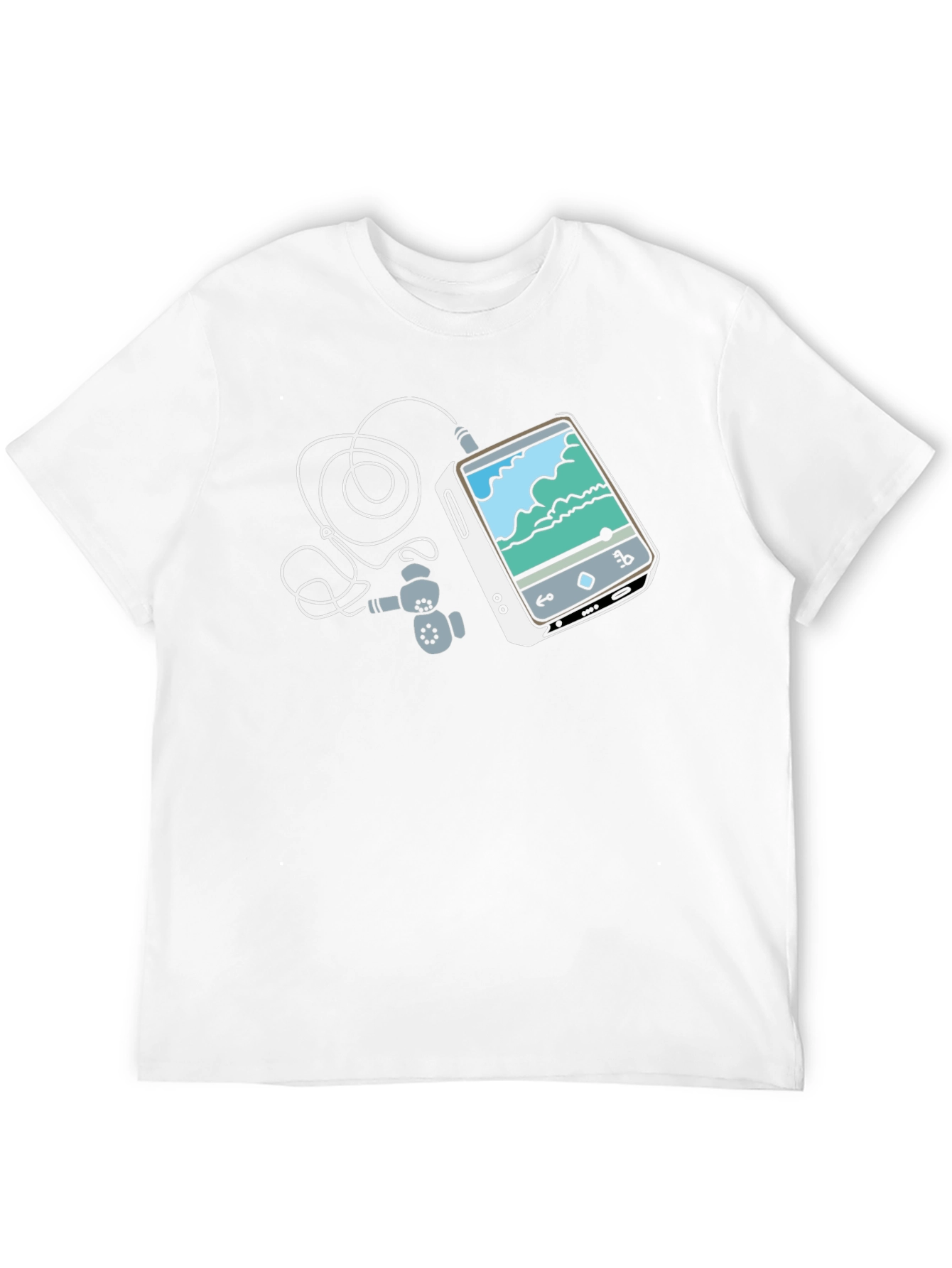 Retro Media Player Graphic Tee - Black Cotton T-Shirt