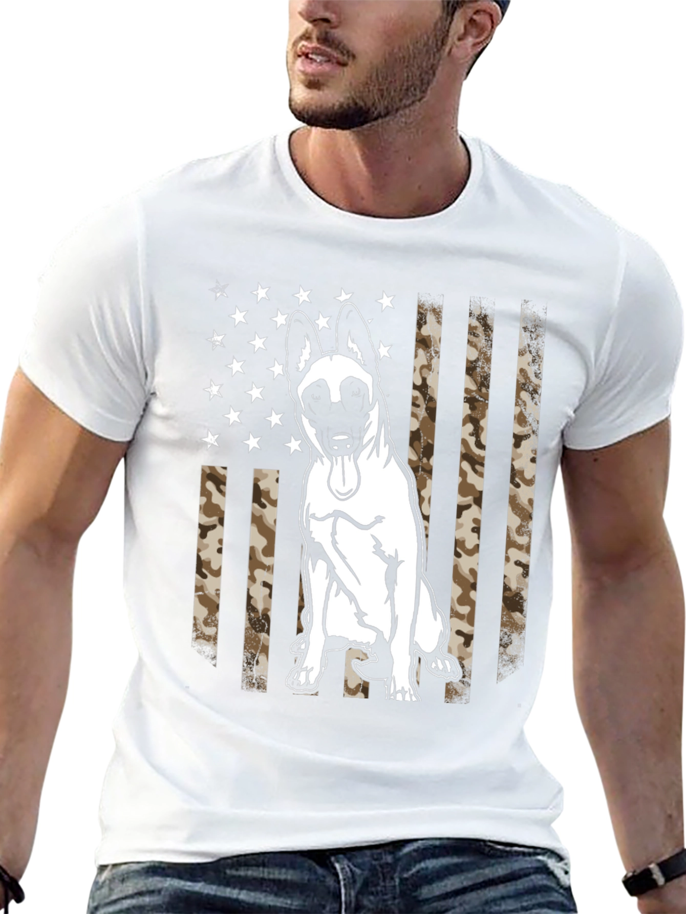 Malinois Dog US Flag Camo Mens T-Shirt