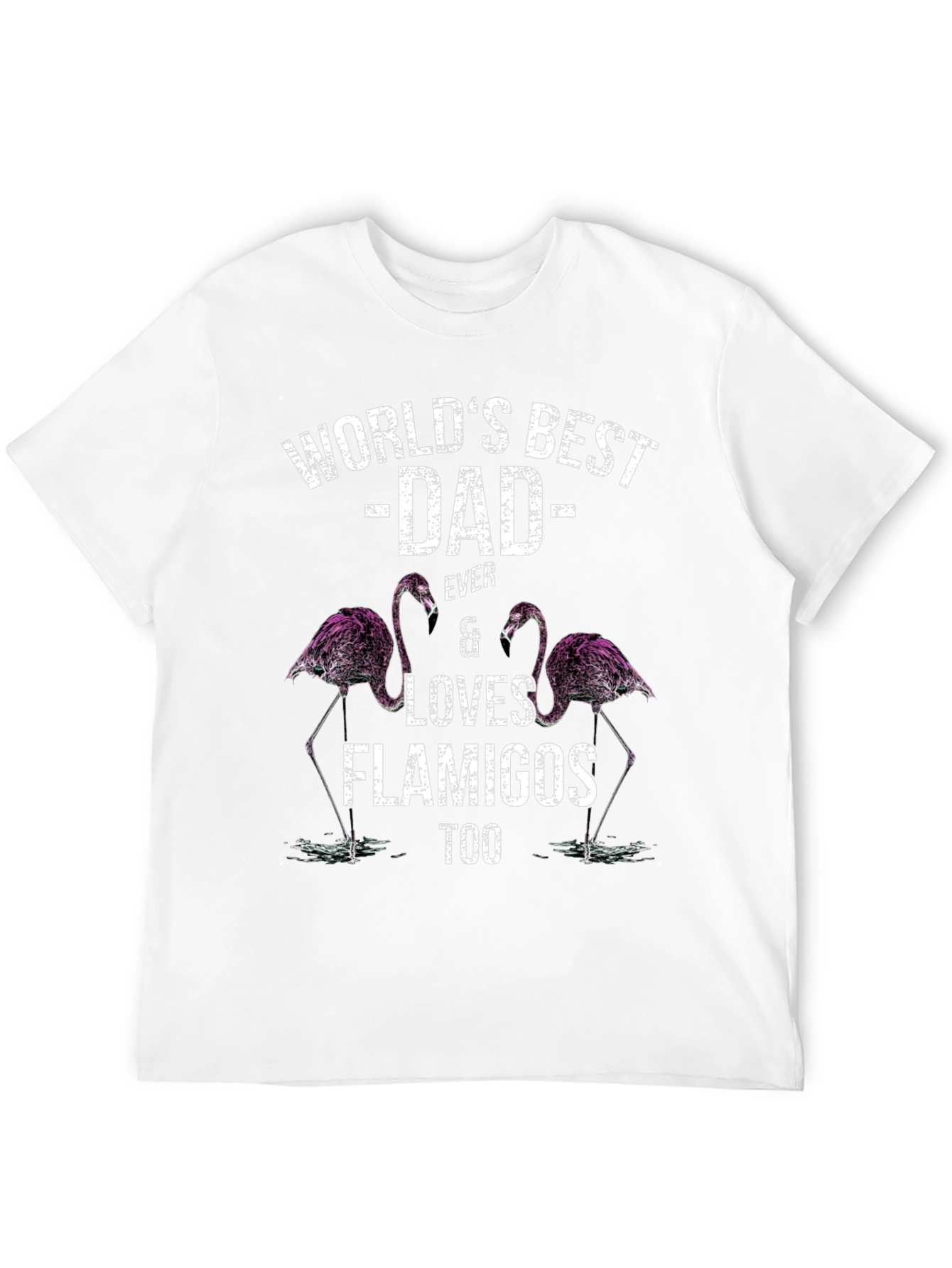 Worlds Best Dad Flamingo Graphic T-Shirt