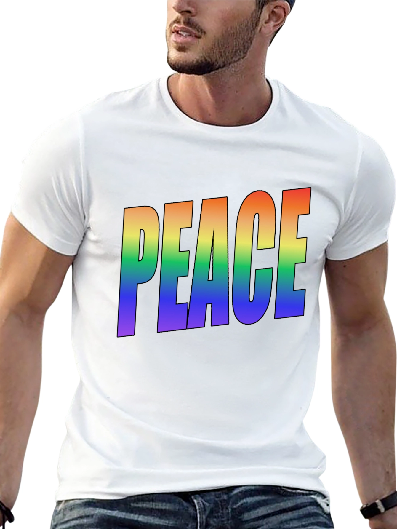 Rainbow PEACE Graphic T-Shirt - Pride