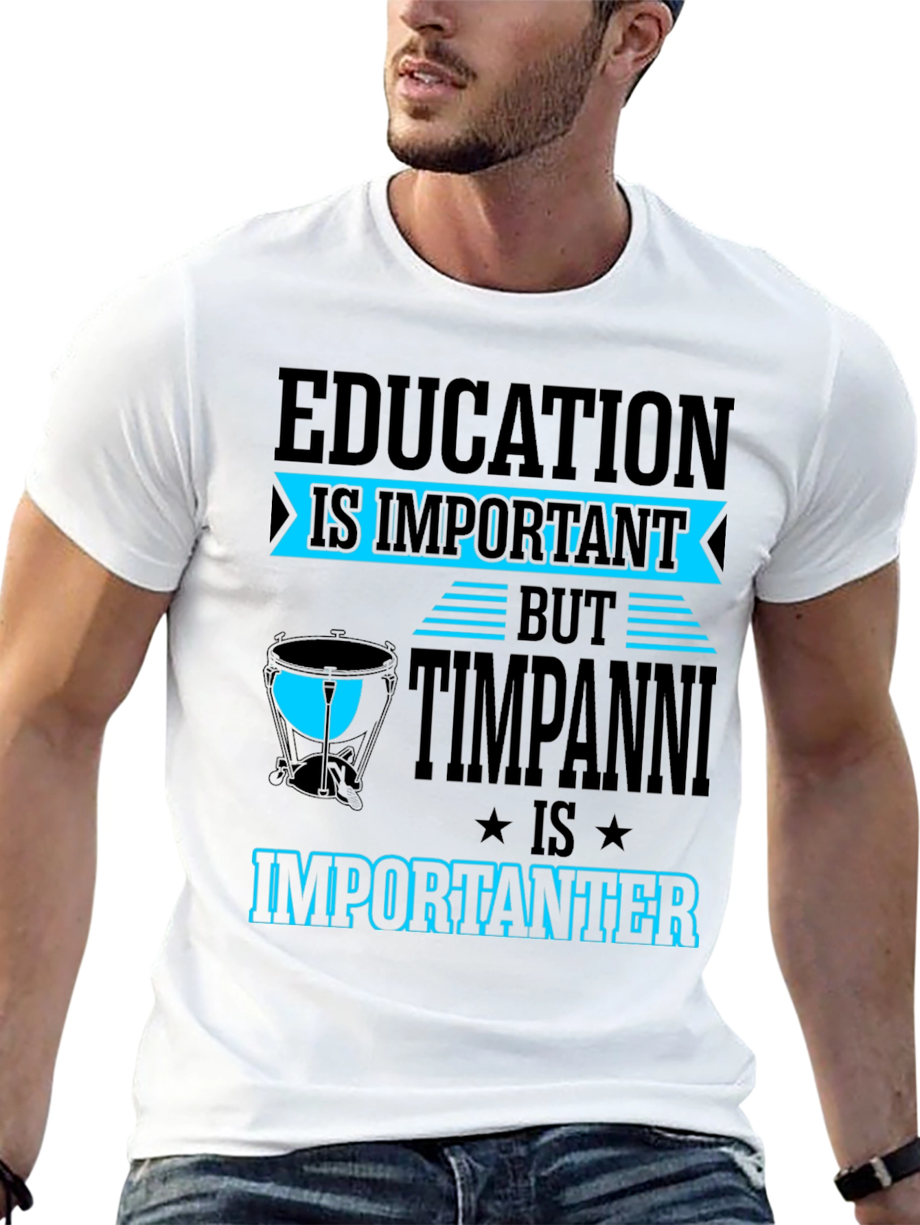 Education vs Timpani T-Shirt - Musician Humor Tee