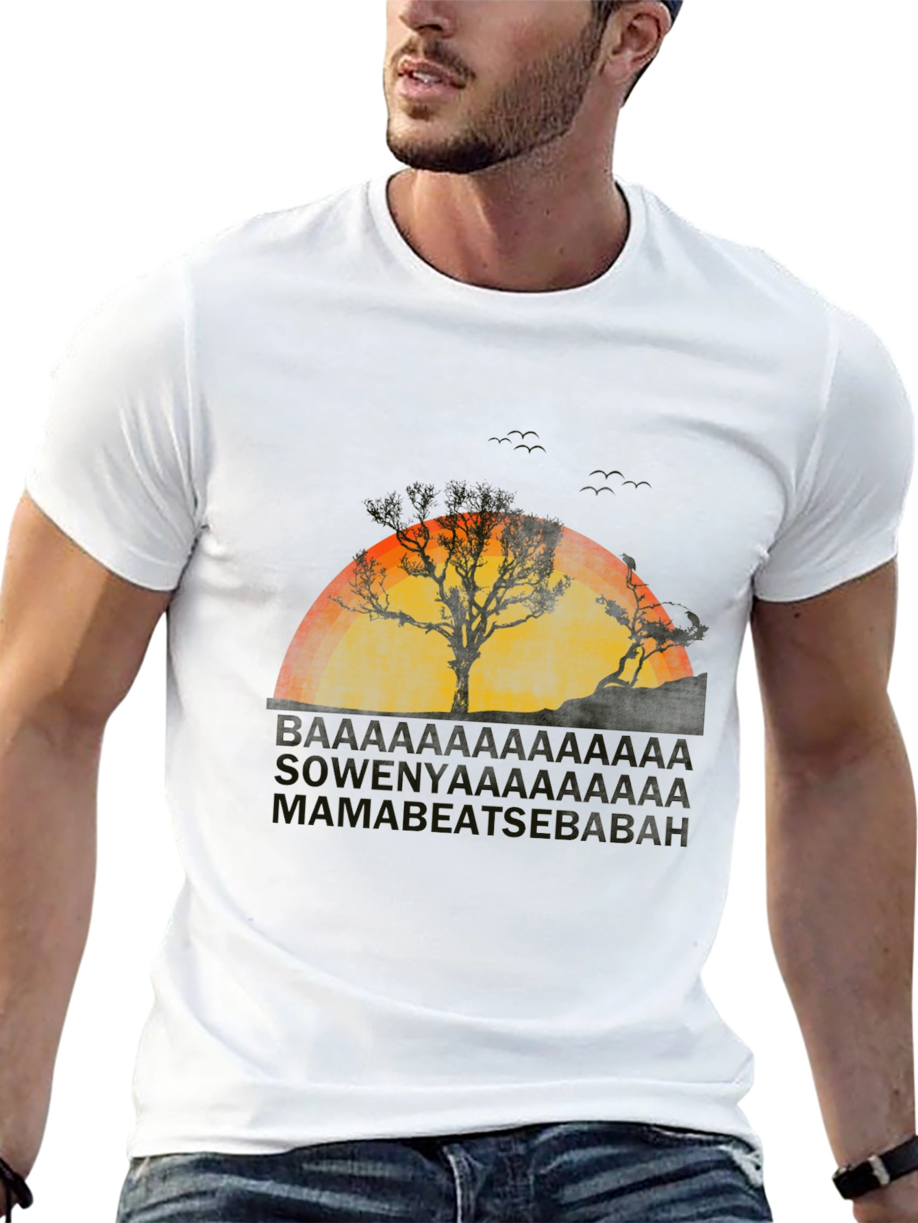 Tree Silhouette Graphic Tee - Sunset Design
