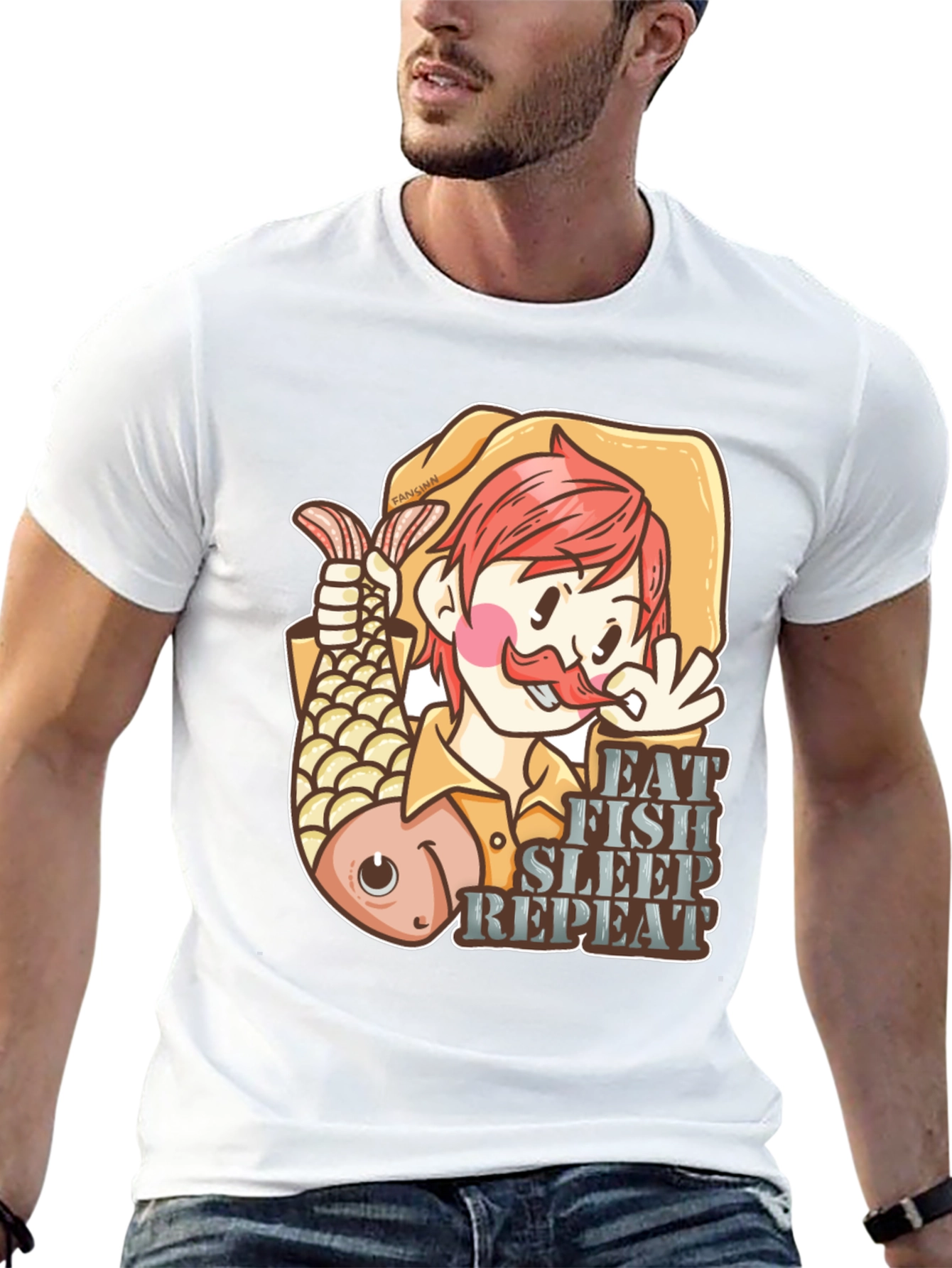Eat Fish Sleep Repeat T-Shirt Funny Fisherman Tee