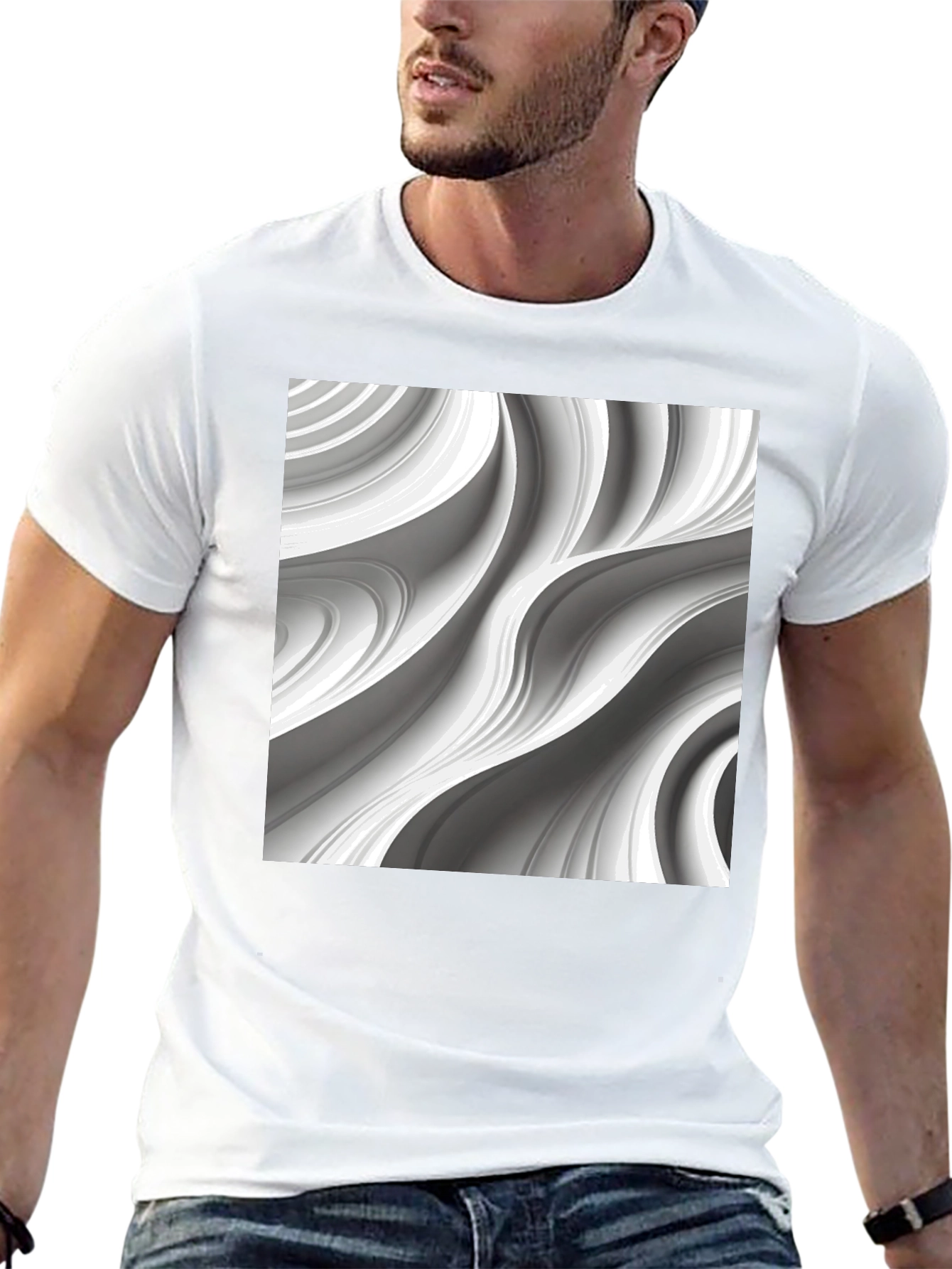 Modern Swirl Graphic Black T-Shirt
