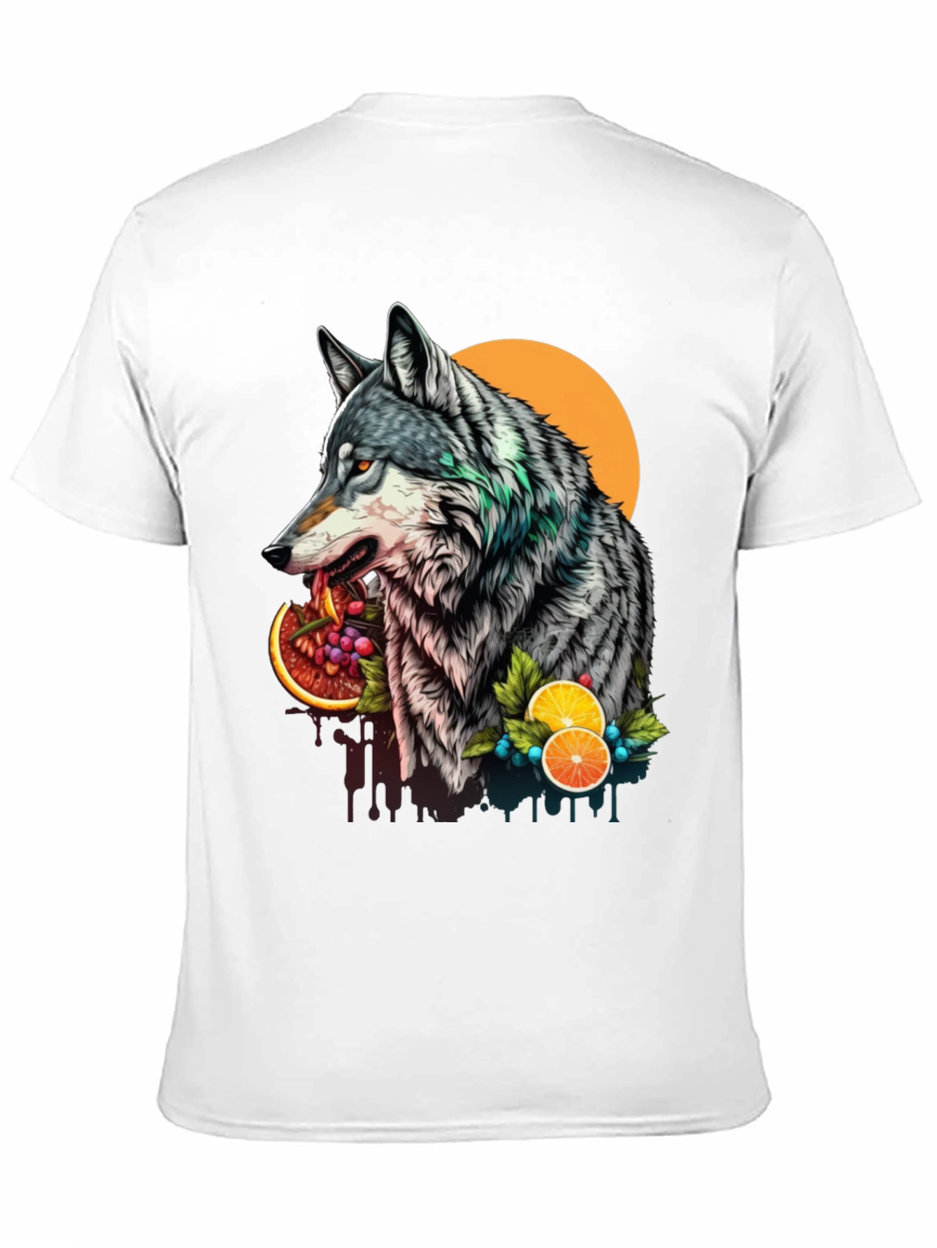 Wolf and Fruit Graphic Tee - Modern Streetwear Style