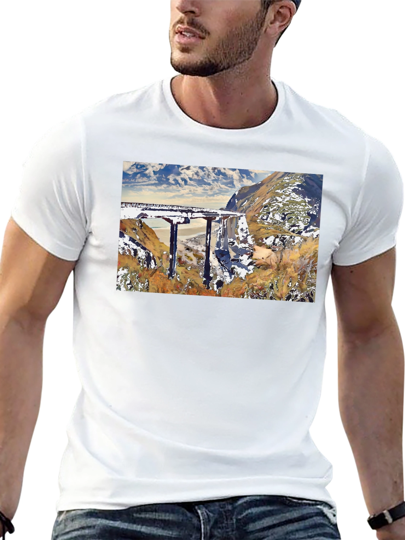 Scenic Bridge T-Shirt: Nature & Architecture
