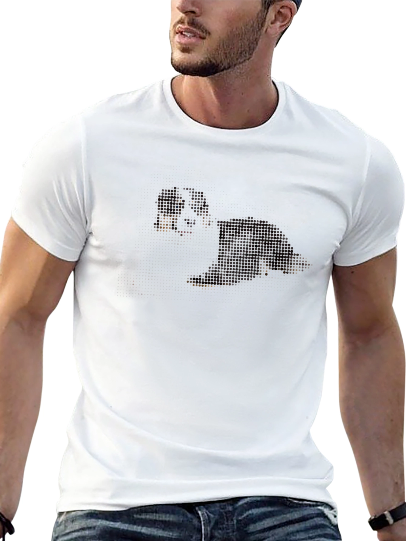 Pixelated Dog Graphic T-Shirt