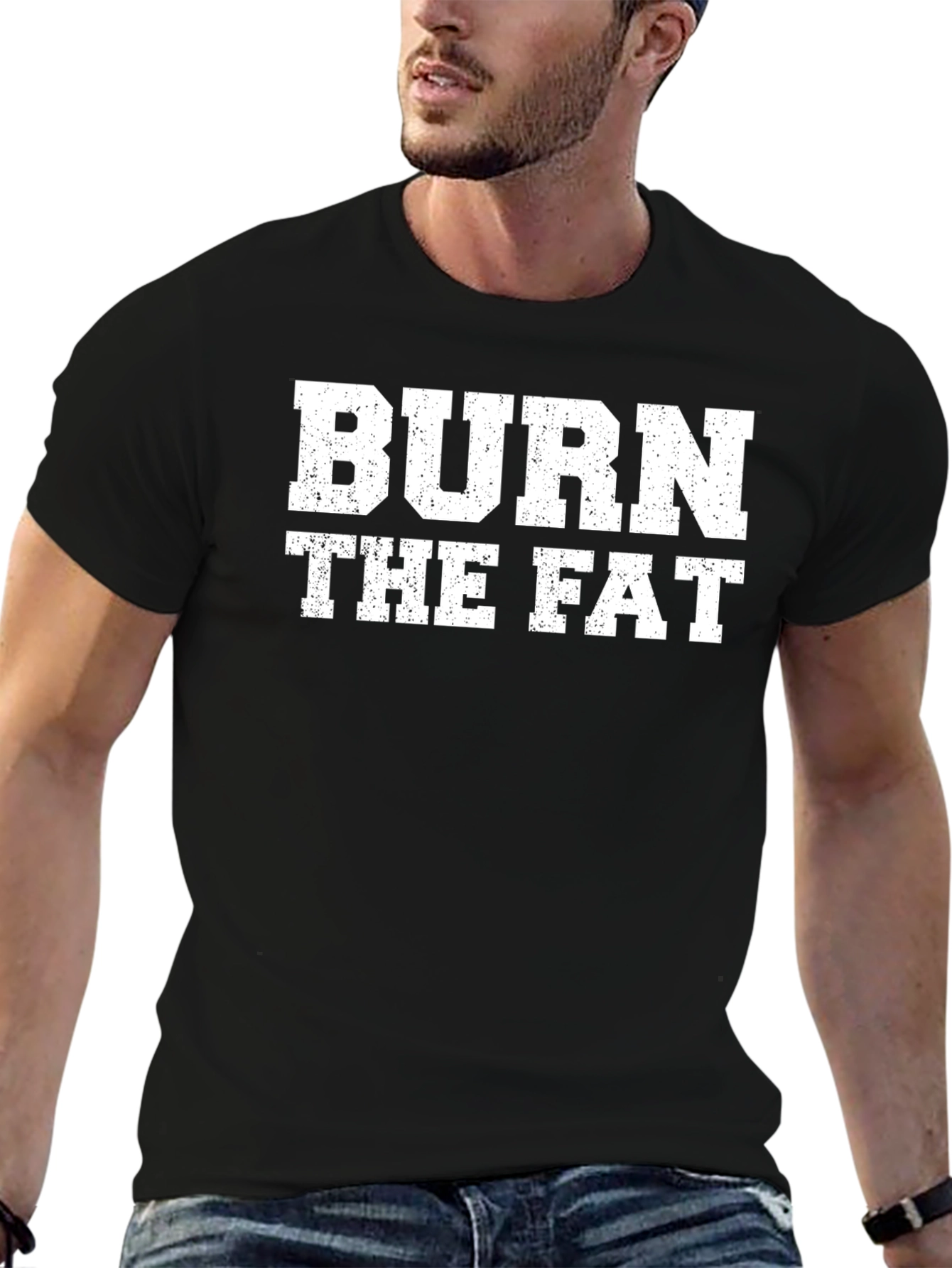 Burn The Fat Mens Black Graphic Tee
