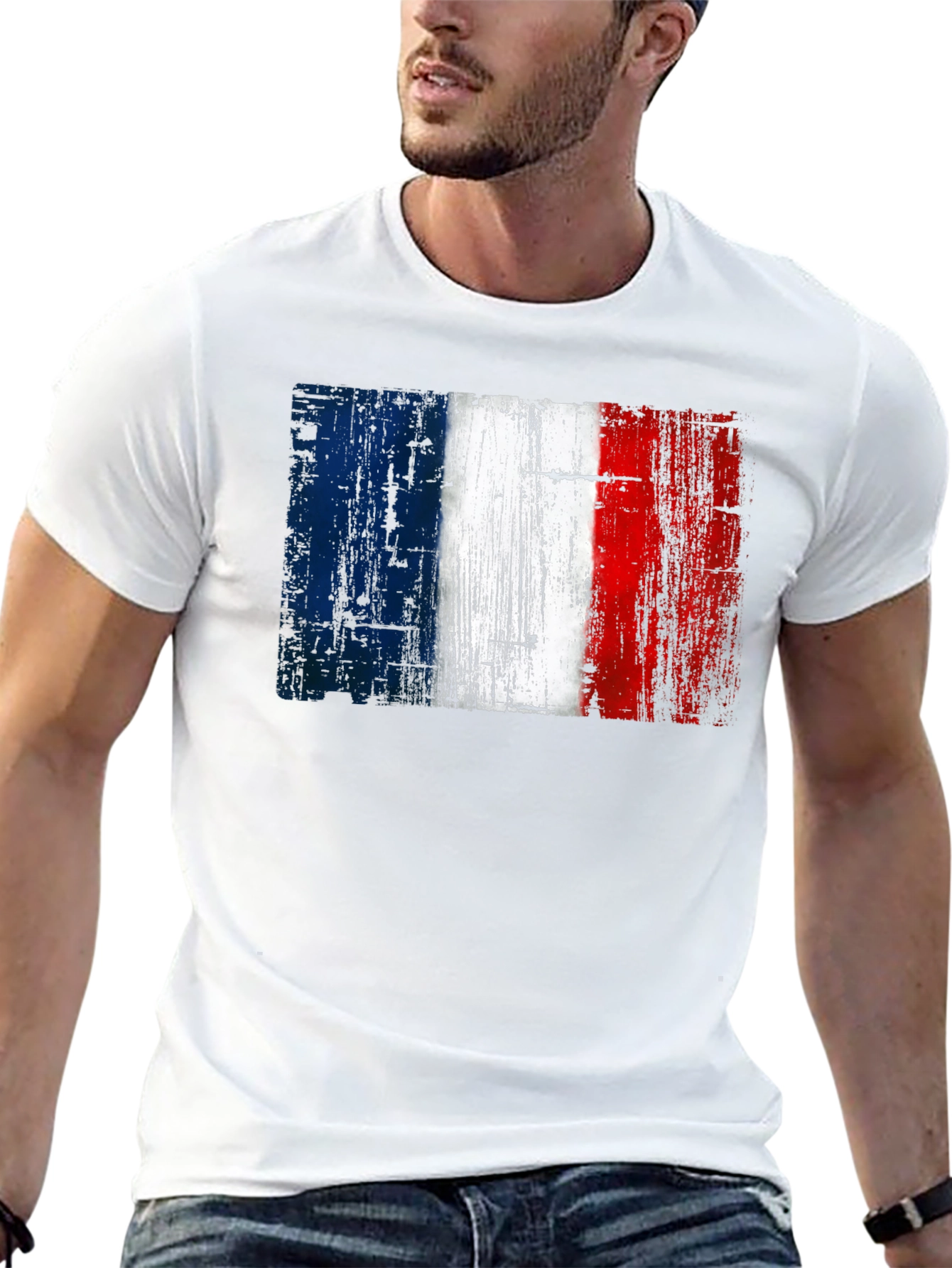 French Flag Graphic Black T-Shirt