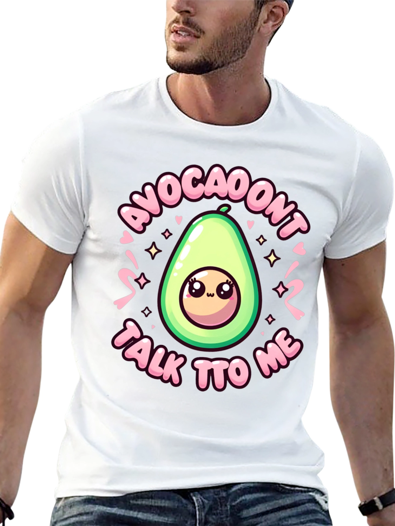 Cute Avocado Cartoon SAvoca-Dont Talk To Me Black T-Shirt