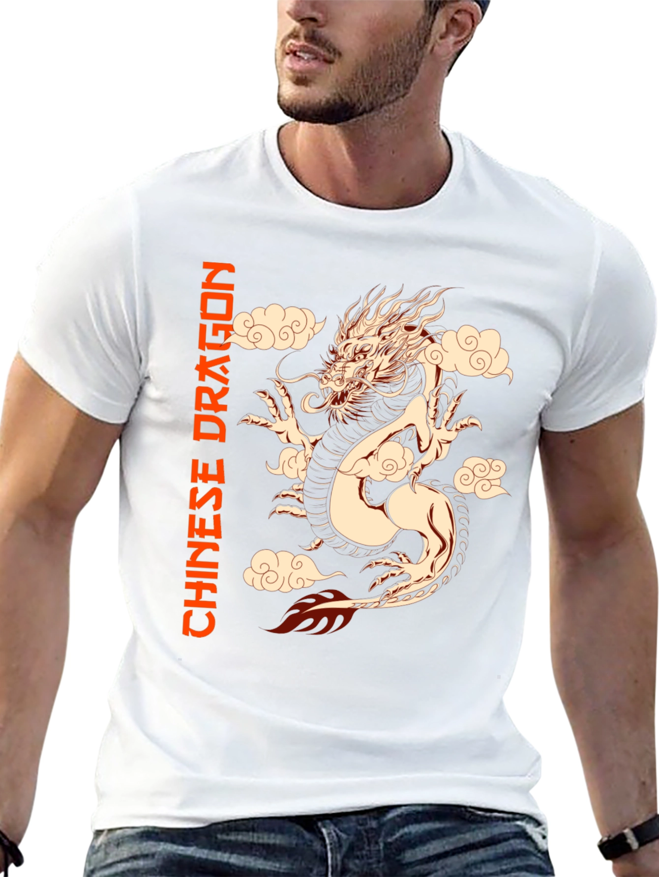 Chinese Dragon Graphic Tee - Black Cotton T-Shirt