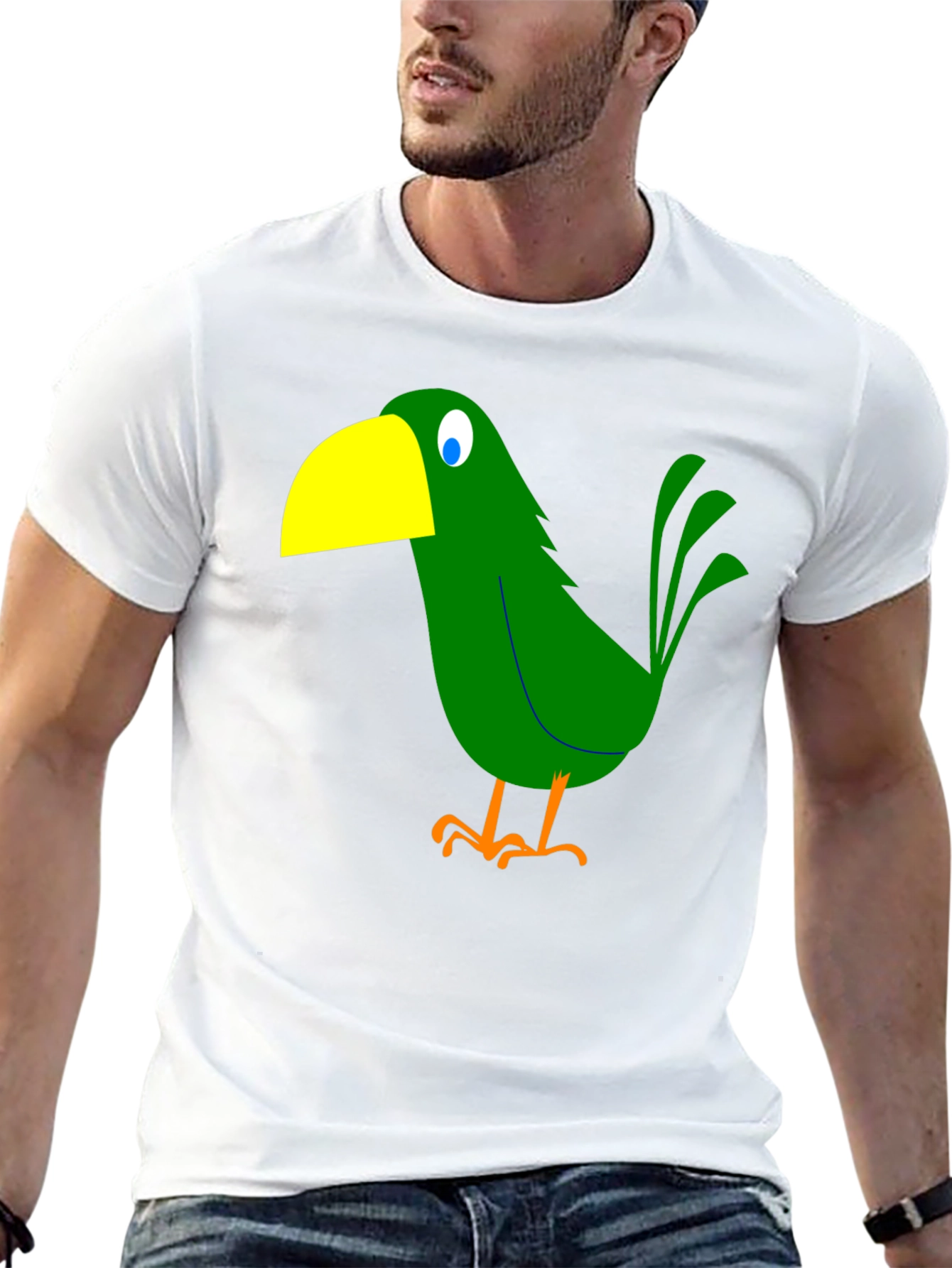 Cartoon Bird Graphic Tee - Black T-Shirt